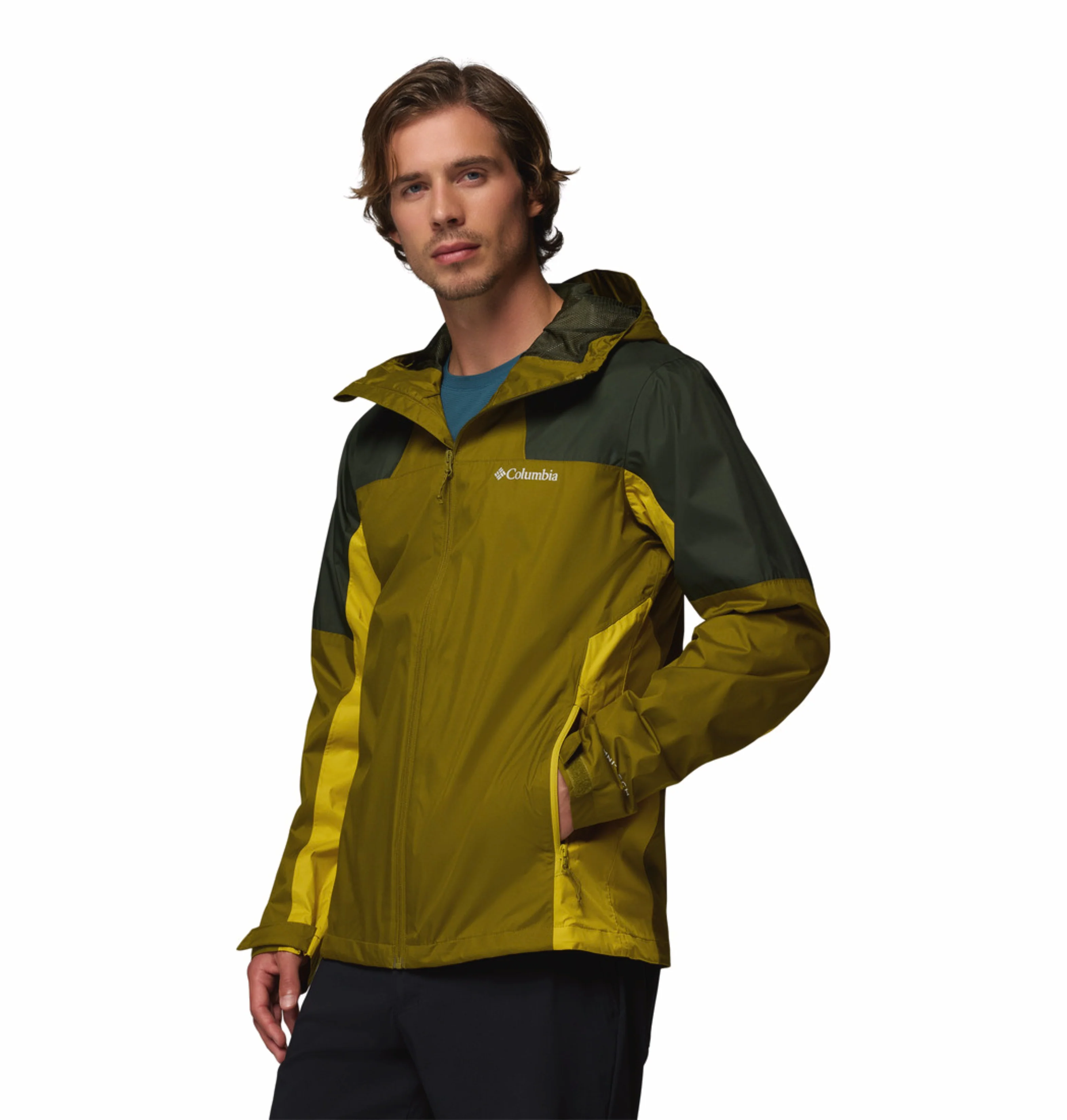 Columbia Men Olive Green Omni-Tech Inner Limits III Rain Jacket - Image 5