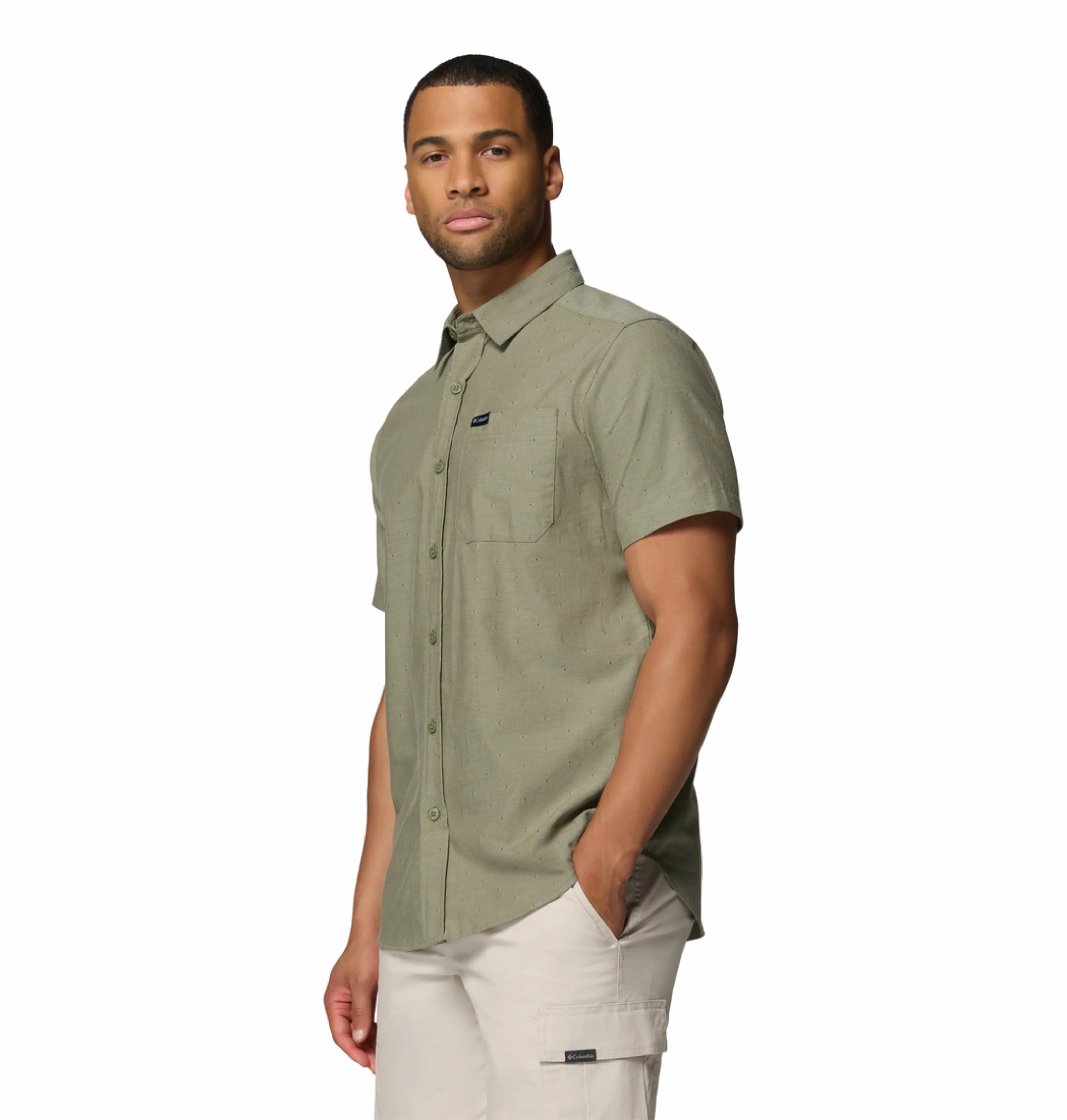 Columbia Men Olive Green Omni-Wick Rapid Rivers Novelty Short Sleeve Shirt - Image 5