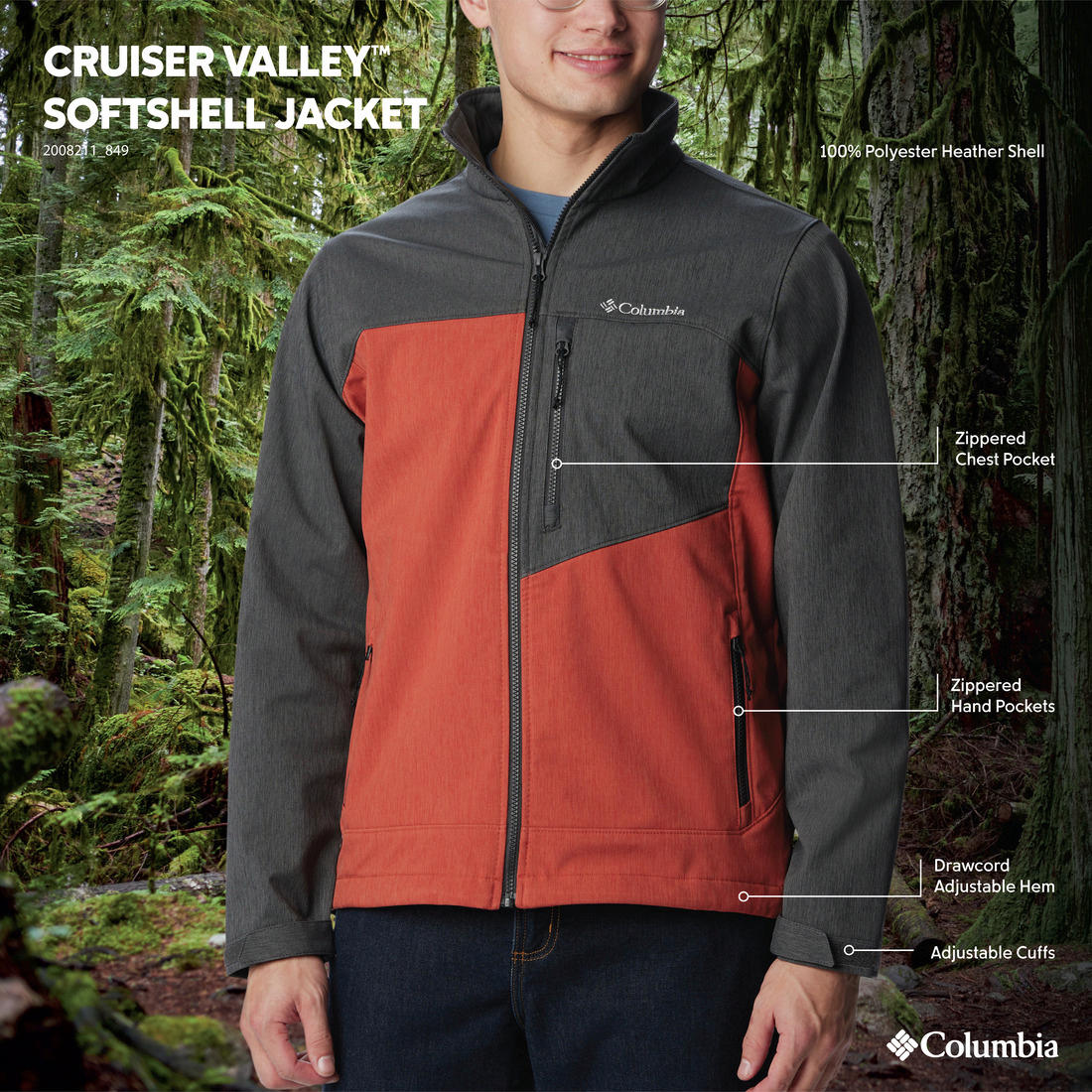 Columbia Men Orange Cruiser Valley Softshell Jacket - Image 9