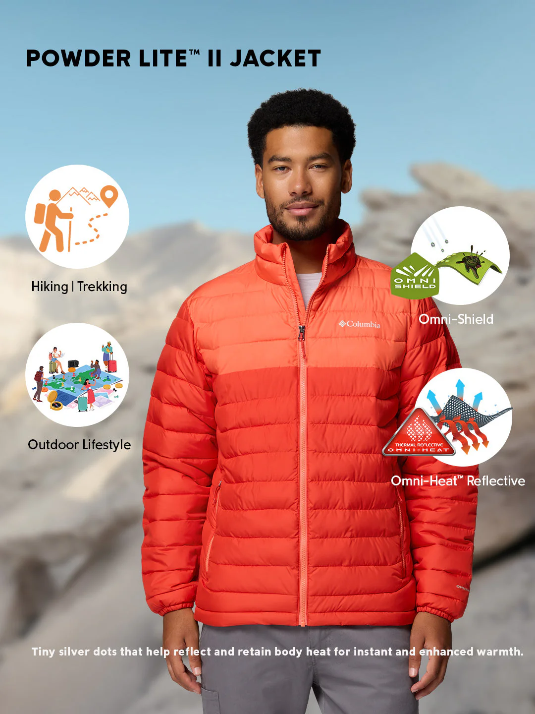 Columbia Men Orange Omni-Heat Powder Lite II Synthetic Down Jacket - Image 2