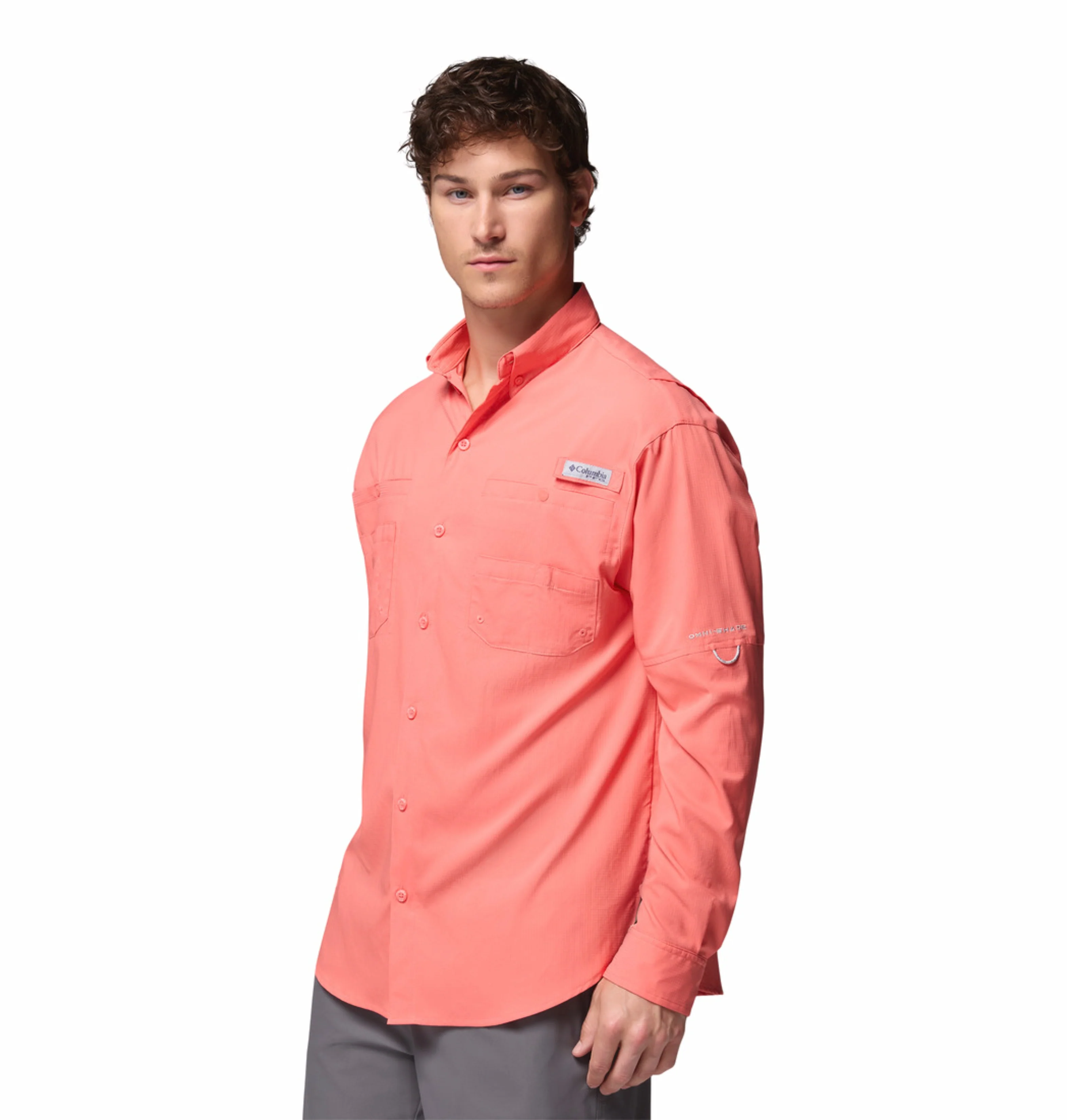 Columbia Men Orange Omni-Shade Tamiami II Long Sleeve Shirt - Image 5