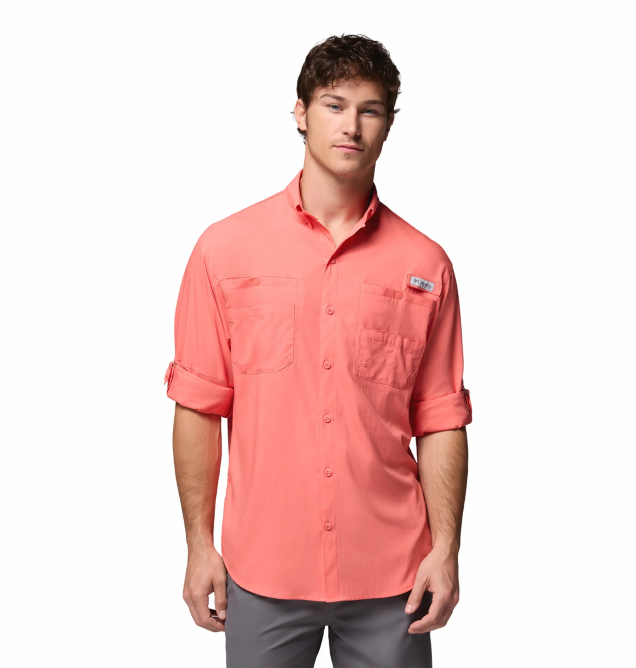 Columbia Men Orange Omni-Shade Tamiami II Long Sleeve Shirt - Image 6