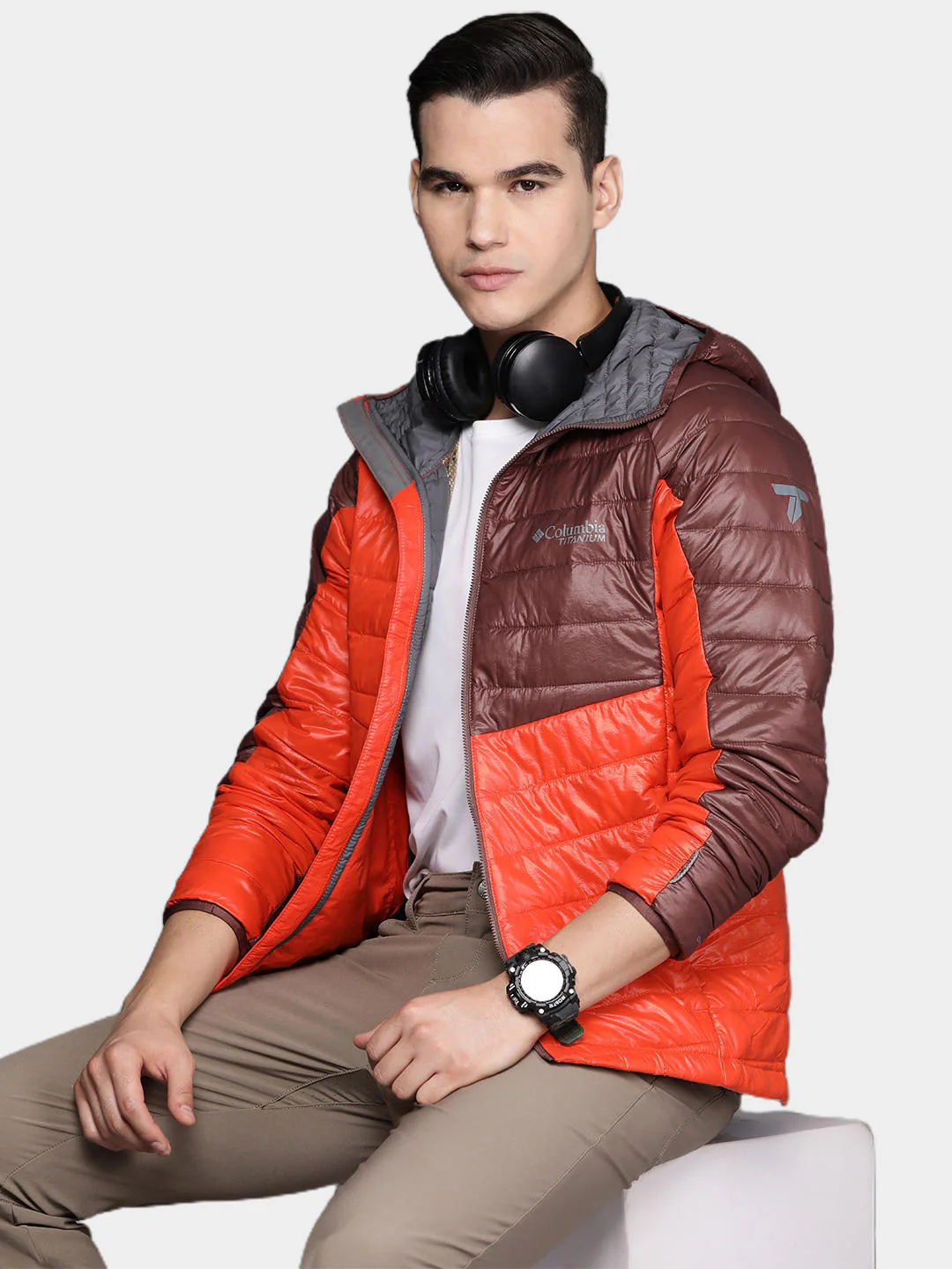 Columbia Men Orange Platinum Peak Hooded Jacket - Image 12