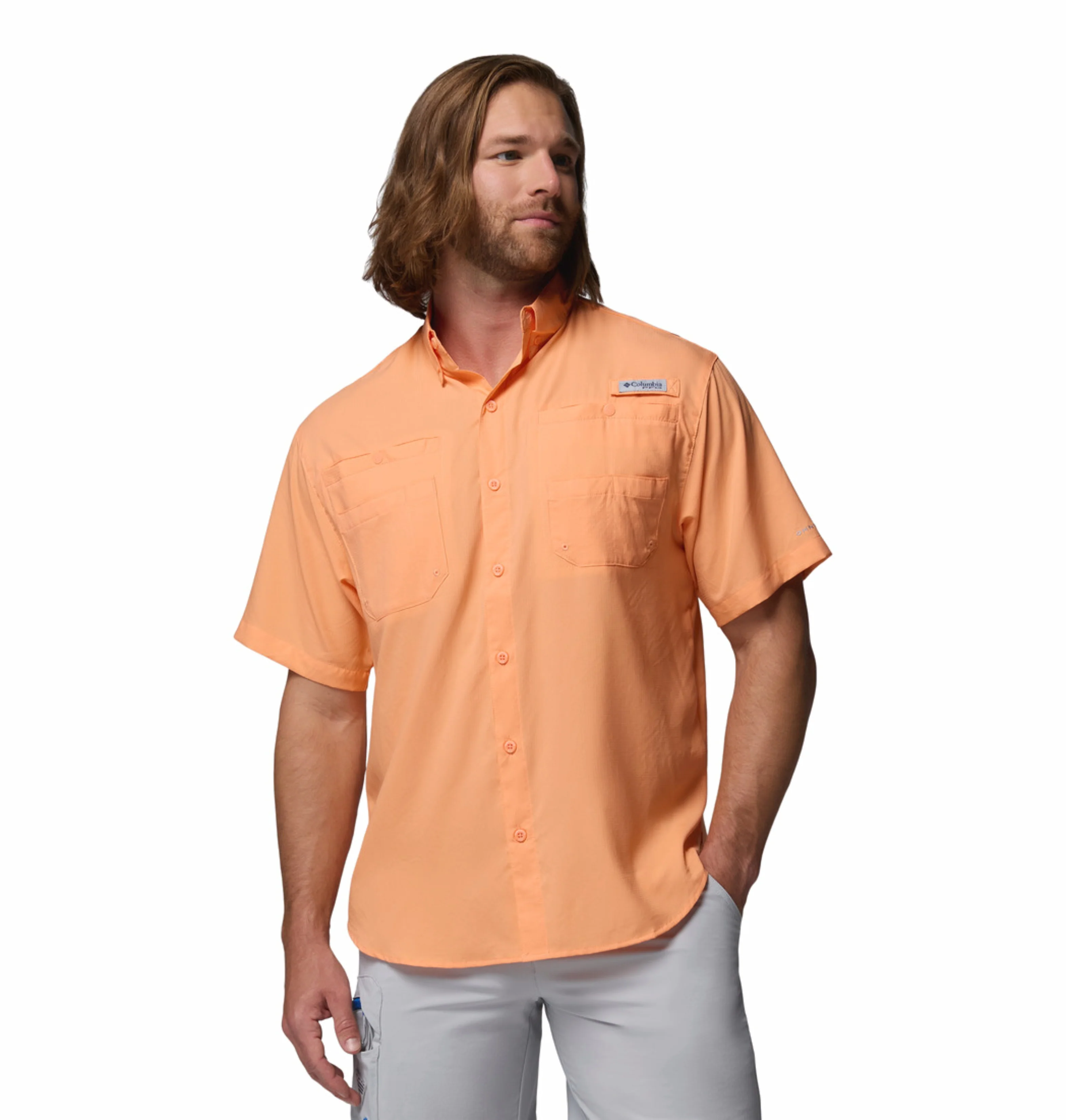 Columbia Men Peach Omni-Shade Tamiami II Short Sleeve Shirt