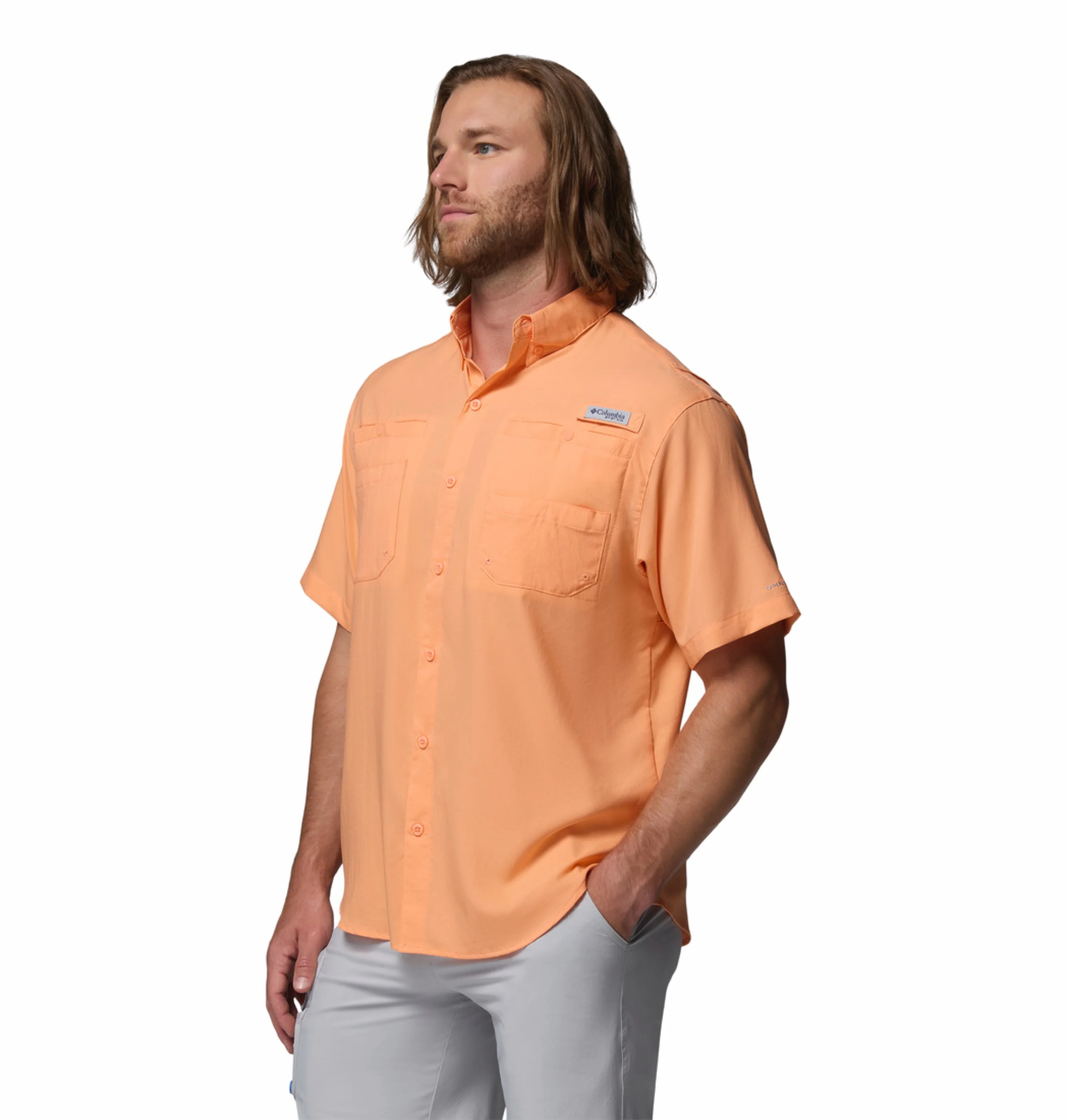 Columbia Men Peach Omni-Shade Tamiami II Short Sleeve Shirt - Image 5