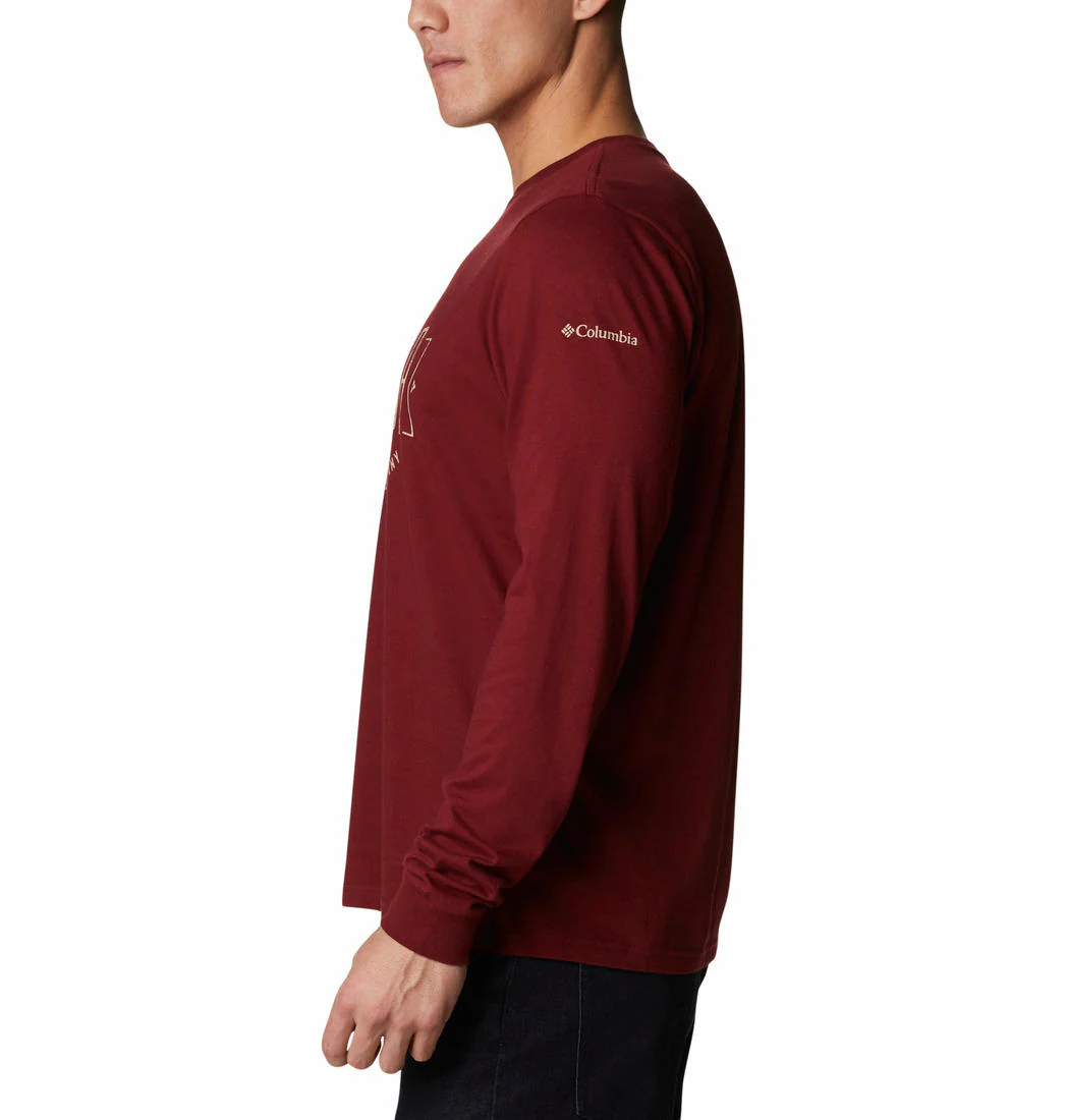 Columbia Men Red Brighton Woods Graphic Long Sleeve - Image 4