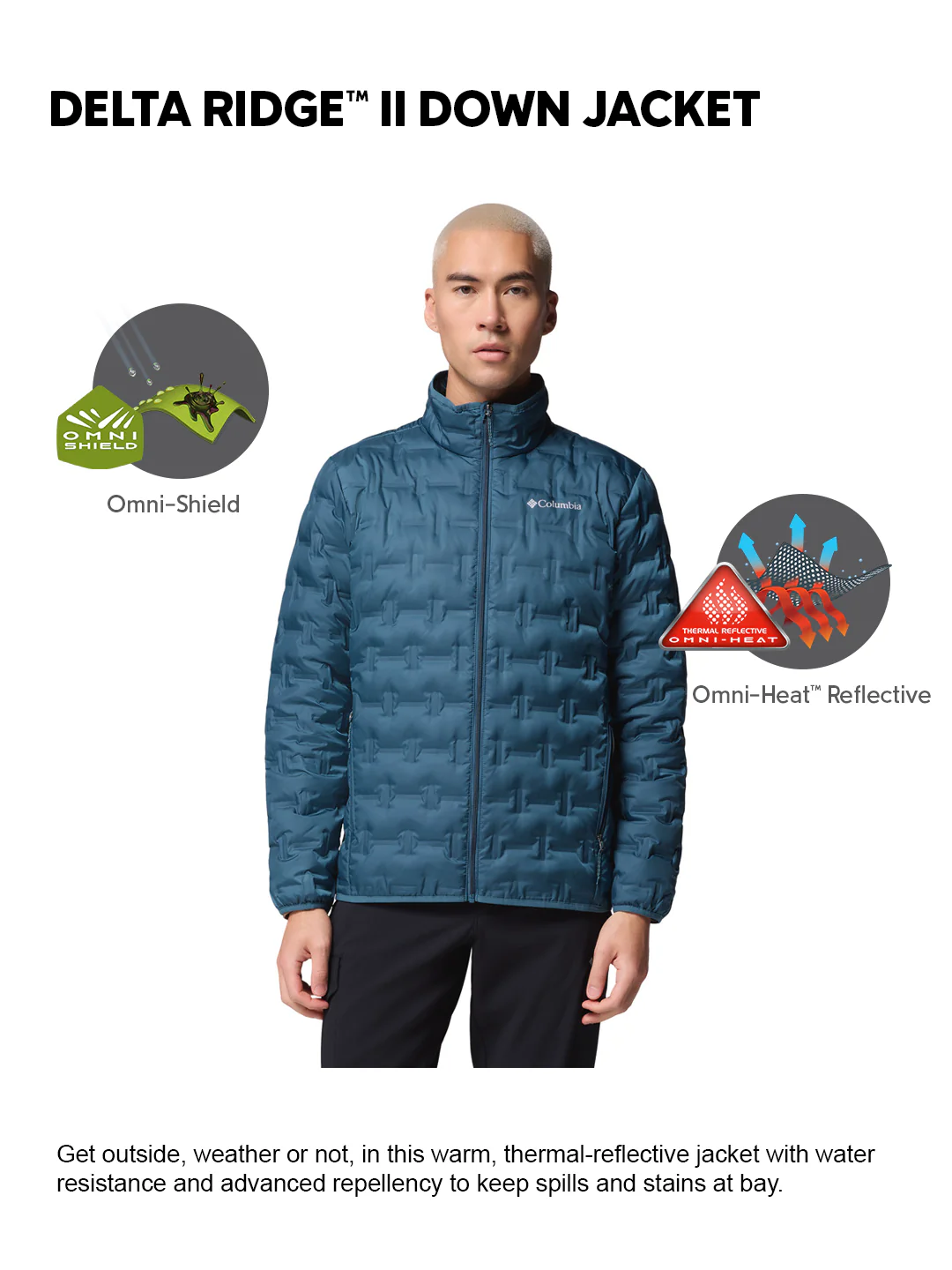 Columbia Men Teal HEAT SEAL Delta Ridge II Down Jacket - Image 2