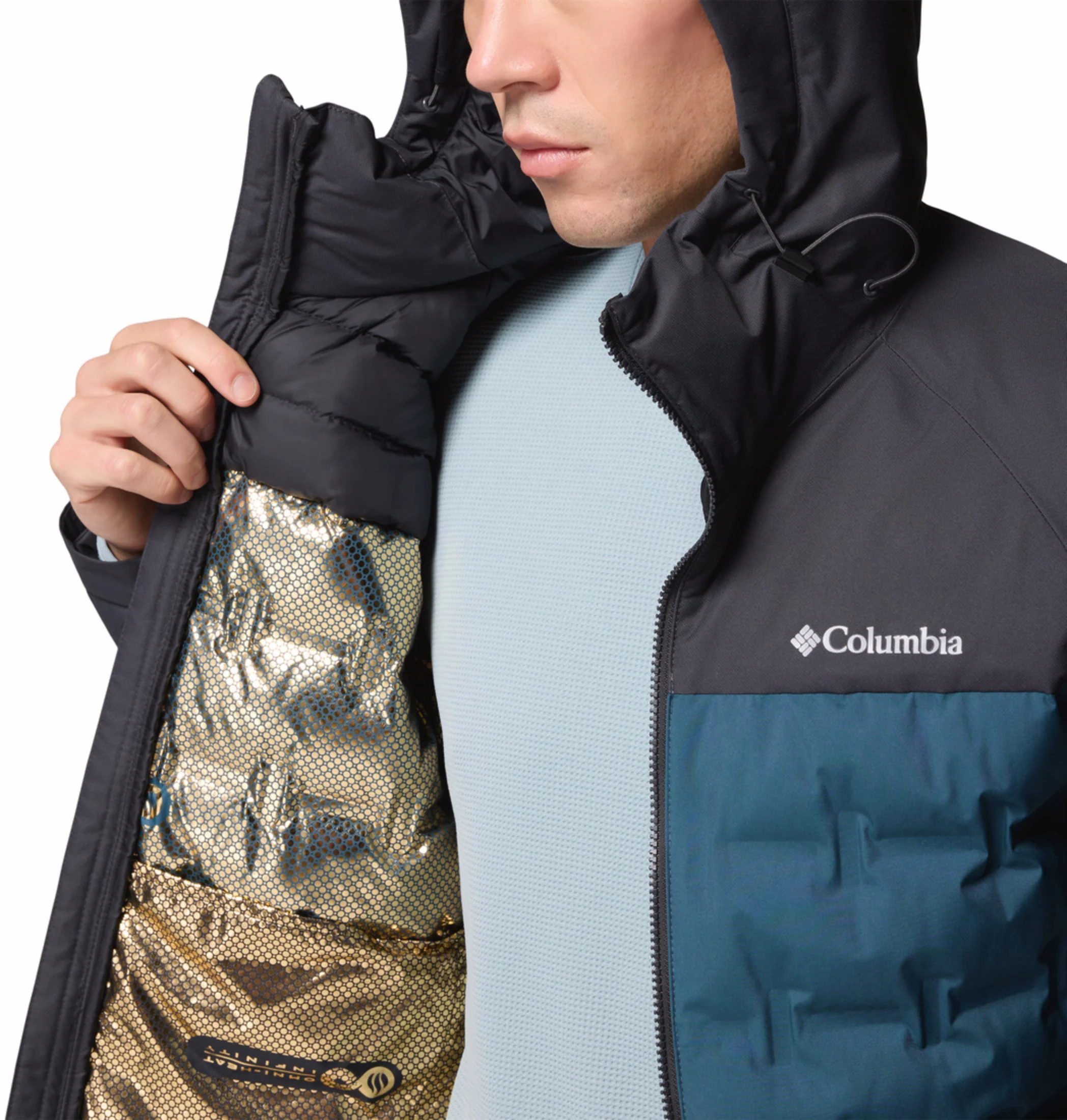Columbia Men Teal HEAT SEAL Grand Trek III Down Jacket - Image 8