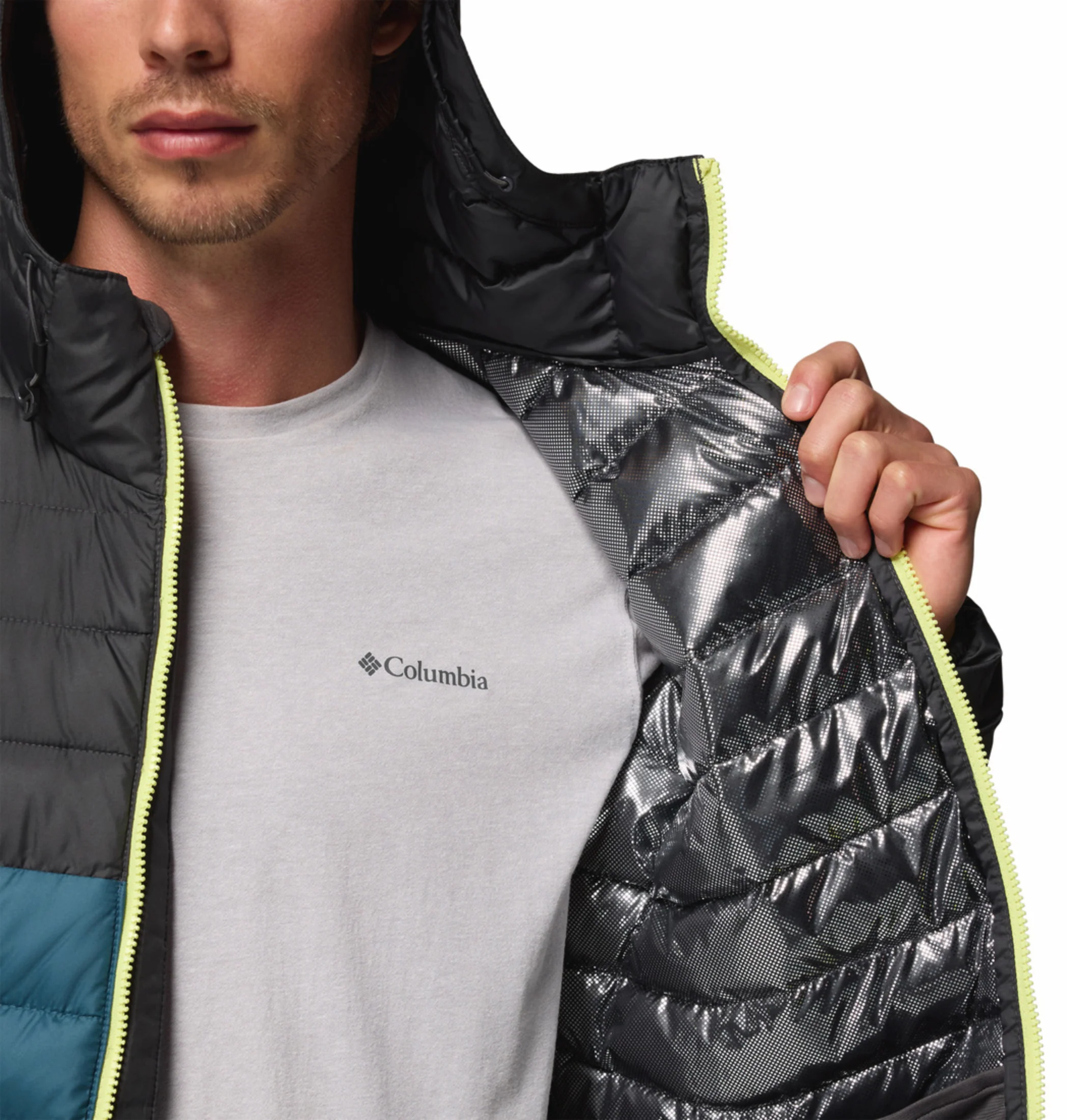 Columbia Men Teal OmniHeat Reflective Powder Lite II Down Jacket - Image 8