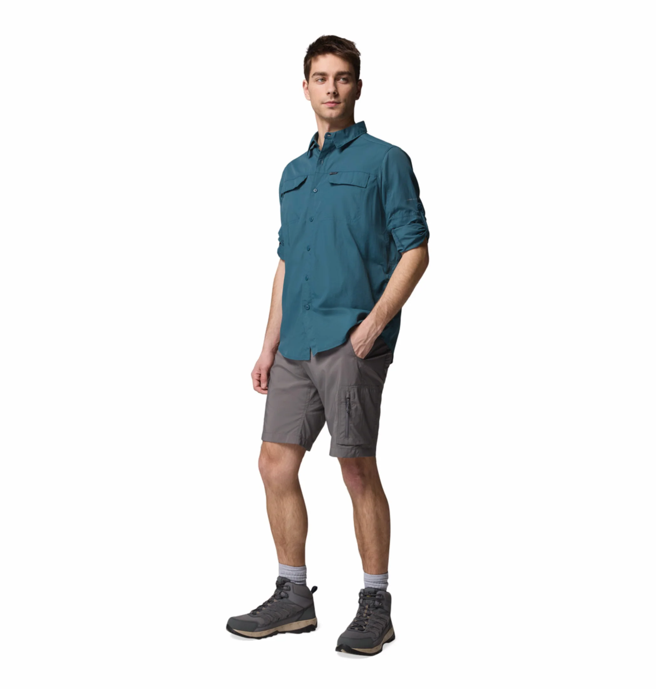 Columbia Men Teal OmniShade UPF 50 Silver Ridge 2.0 Long Sleeve Shirt - Image 6