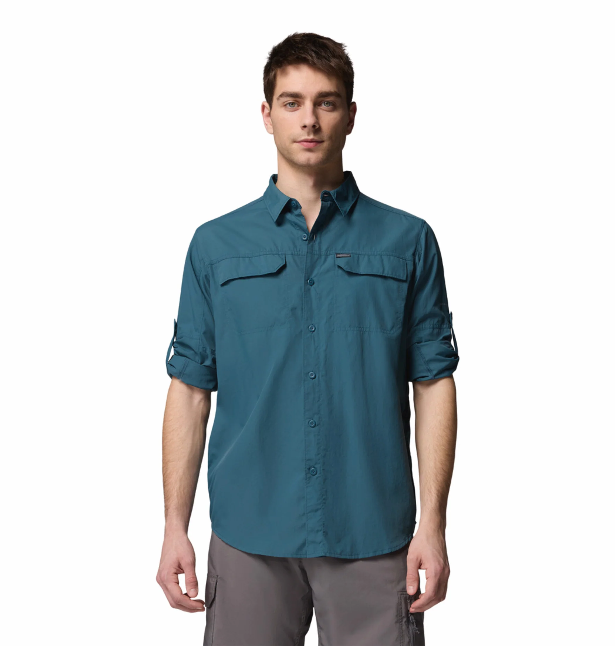 Columbia Men Teal OmniShade UPF 50 Silver Ridge 2.0 Long Sleeve Shirt - Image 9