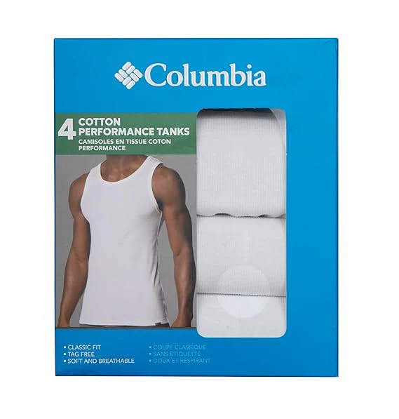 Columbia Men White 4-Pack A-Frame Tank - Image 2