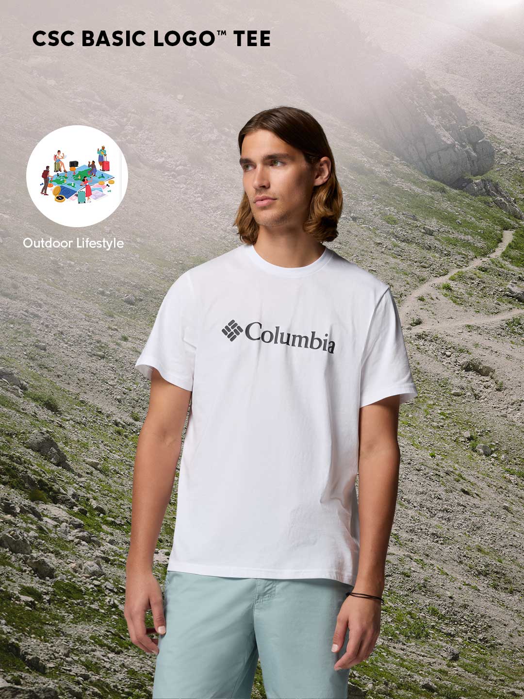 Columbia Men White CSC Basic Logo Tshirt - Image 2