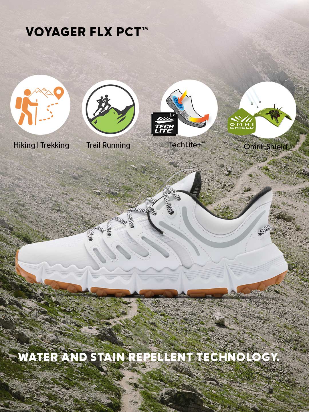 Columbia Men White Omni-Shield Voyager FLX PCT Trail Running Shoes - Image 2