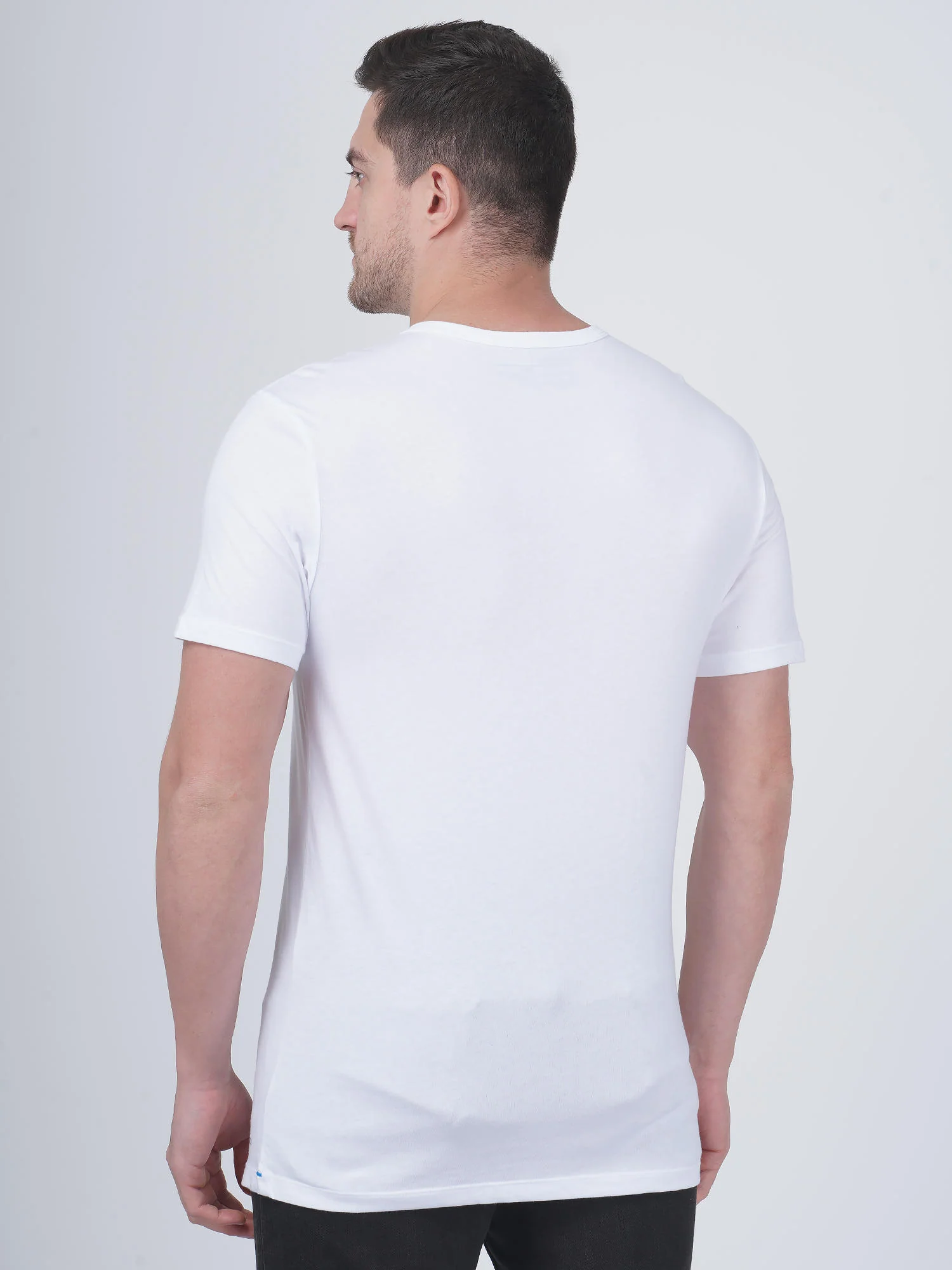 Columbia Men White 100% Pure Cotton V-Neck Tee Classic Fit 3 Pack Solid (Non Returnable) - Image 3