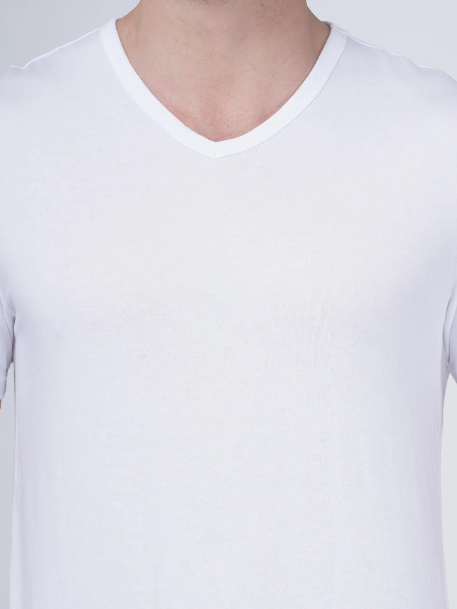 Columbia Men White 100% Pure Cotton V-Neck Tee Classic Fit 3 Pack Solid (Non Returnable) - Image 4