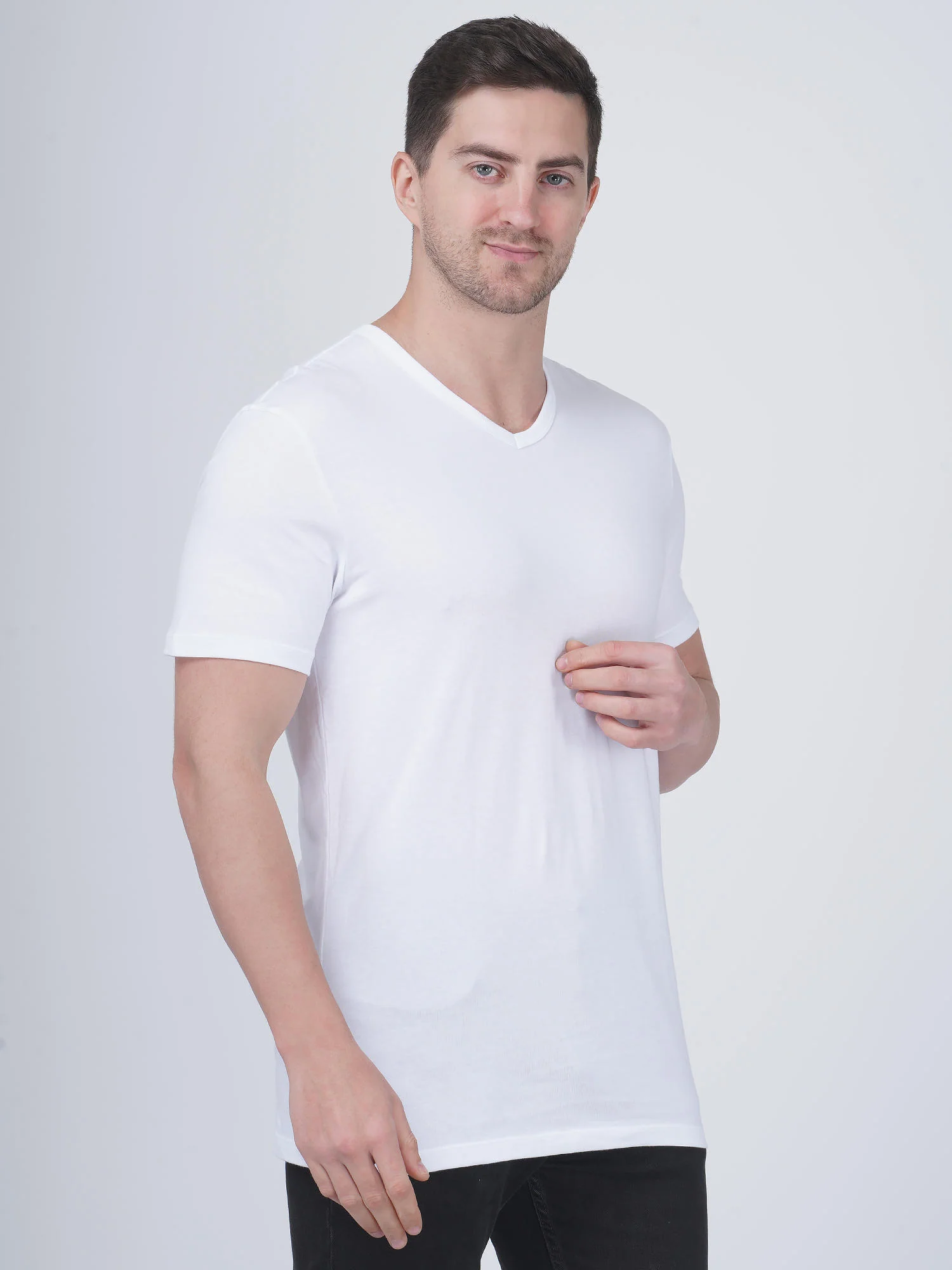 Columbia Men White 100% Pure Cotton V-Neck Tee Classic Fit 3 Pack Solid (Non Returnable) - Image 5
