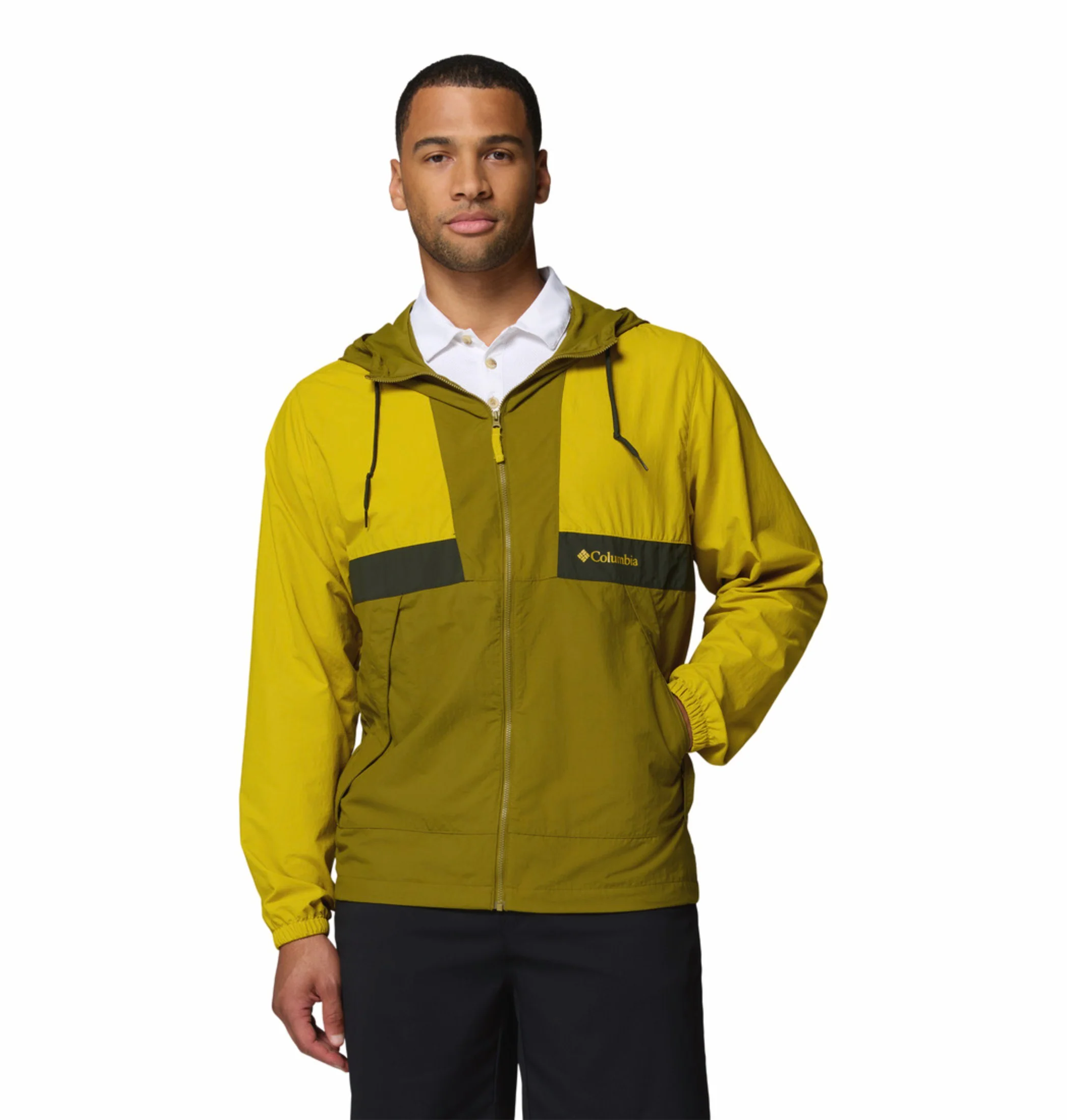 Columbia Men Yellow Omni-Shade Spire Valley Windbreaker