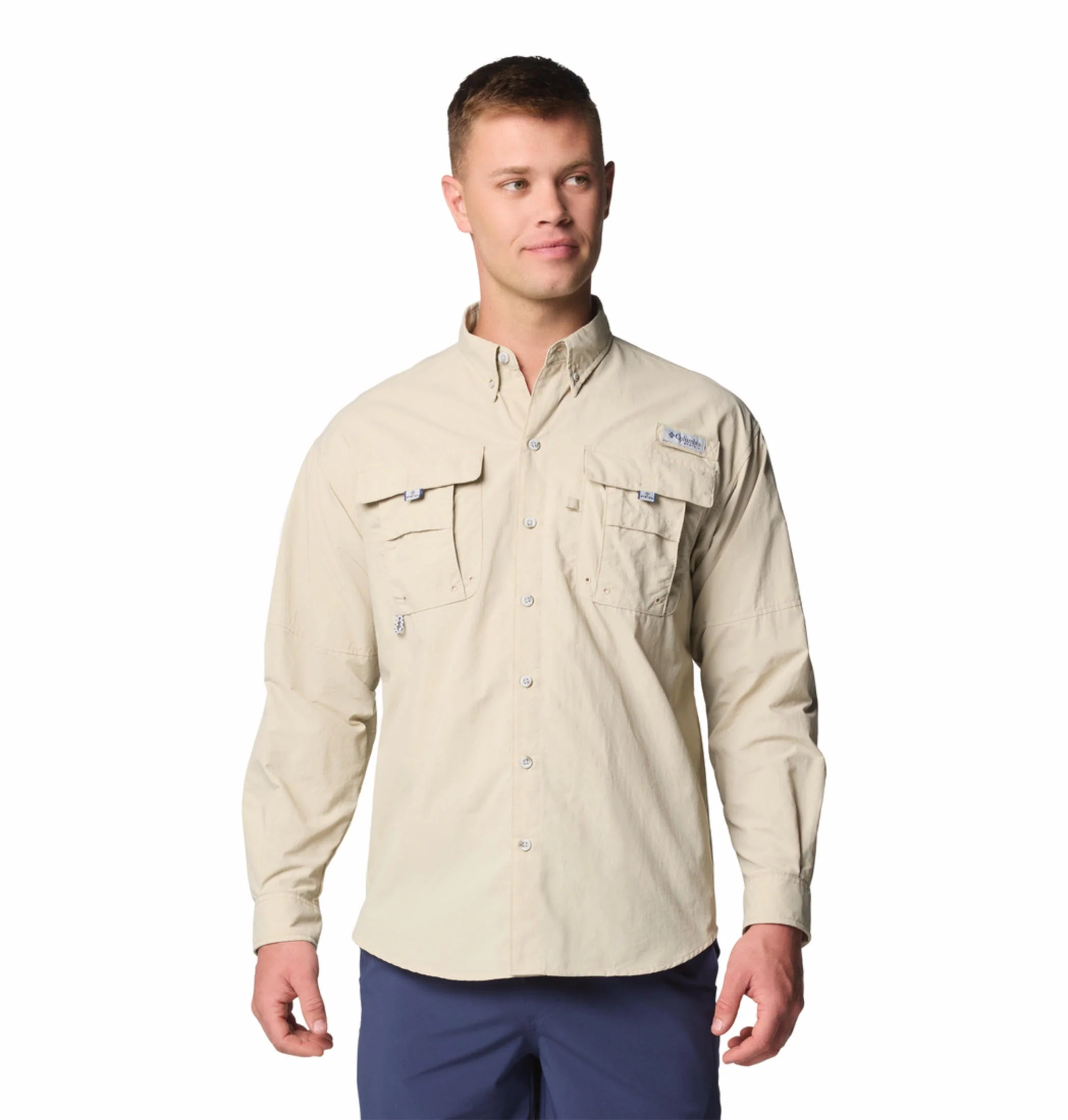Columbia Men White Bahama II L/S Shirt (Sun Protection)