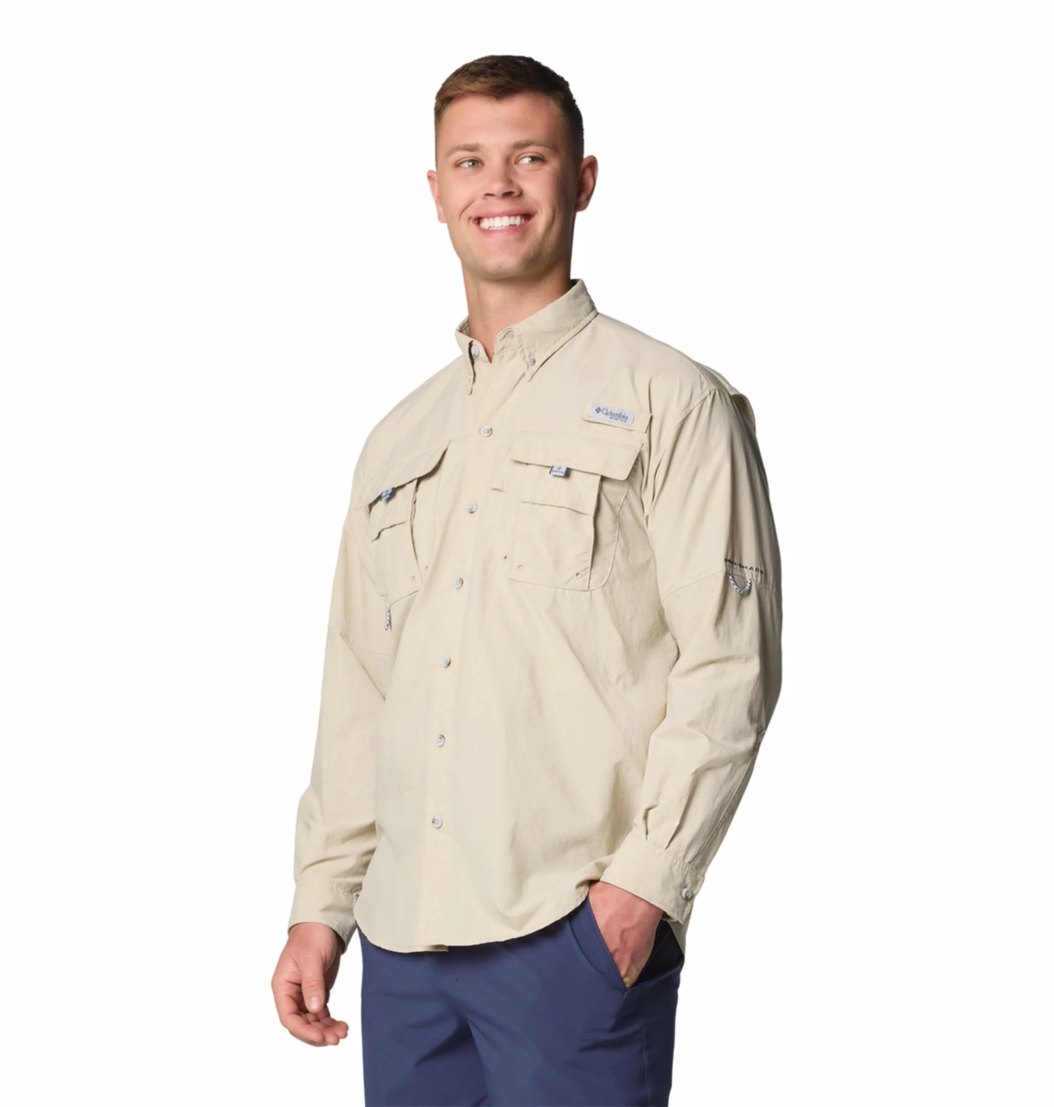 Columbia Men White Bahama II L/S Shirt (Sun Protection) - Image 4