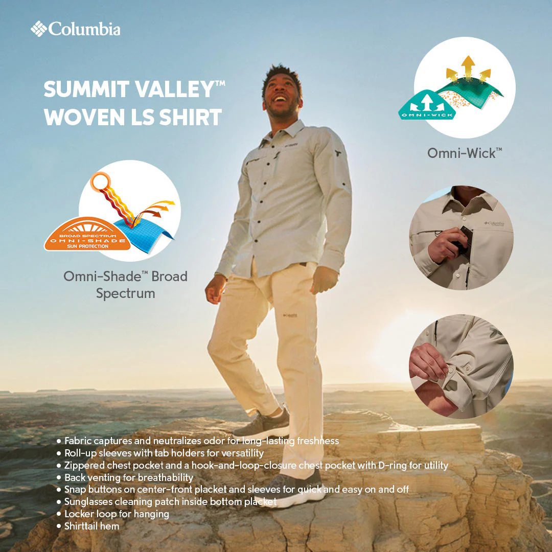 Columbia Men Brown Summit Valley Woven LS Shirt (Sun Protection) - Image 2