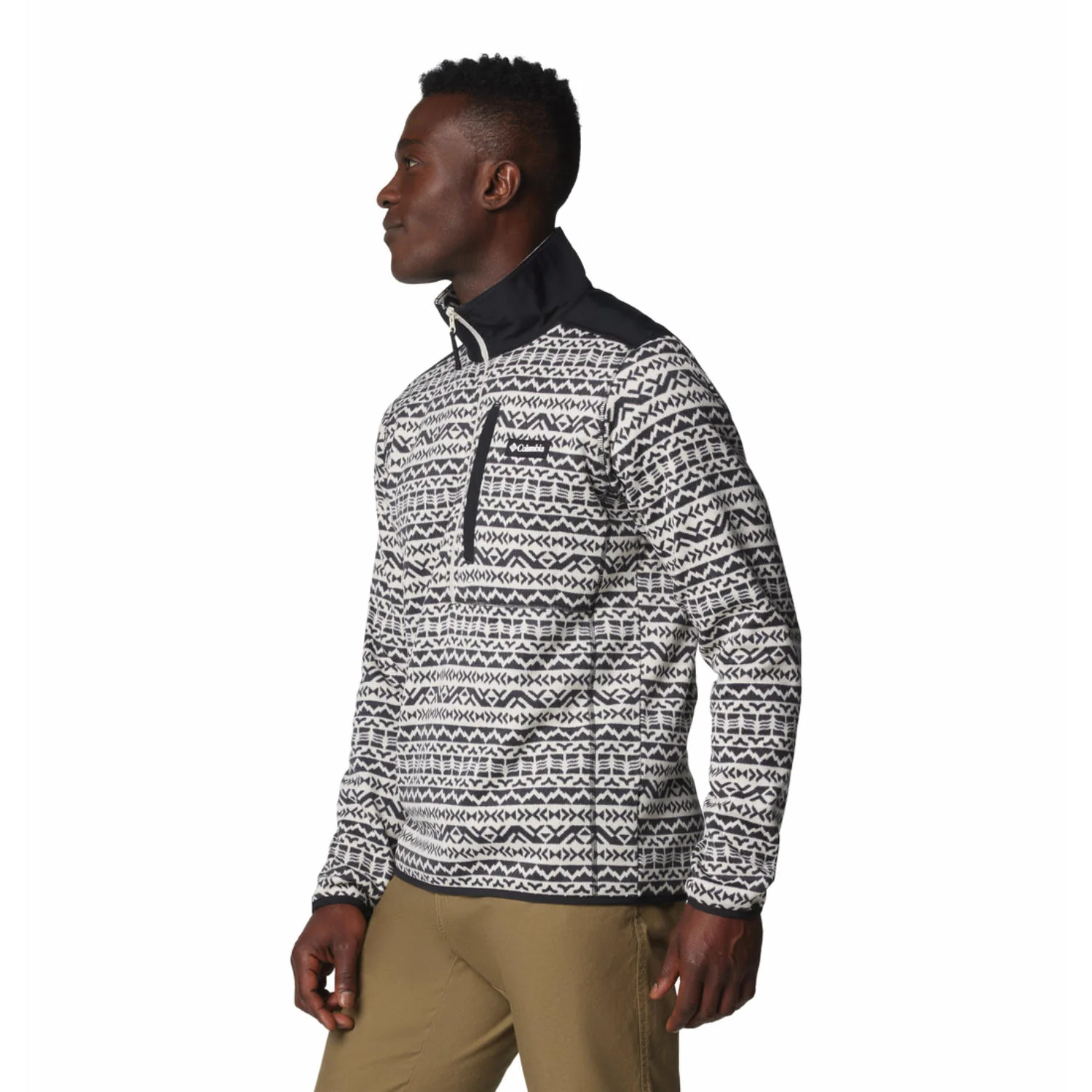 Columbia Men Brown Sweater Weather Printed Half Zip II - Image 4