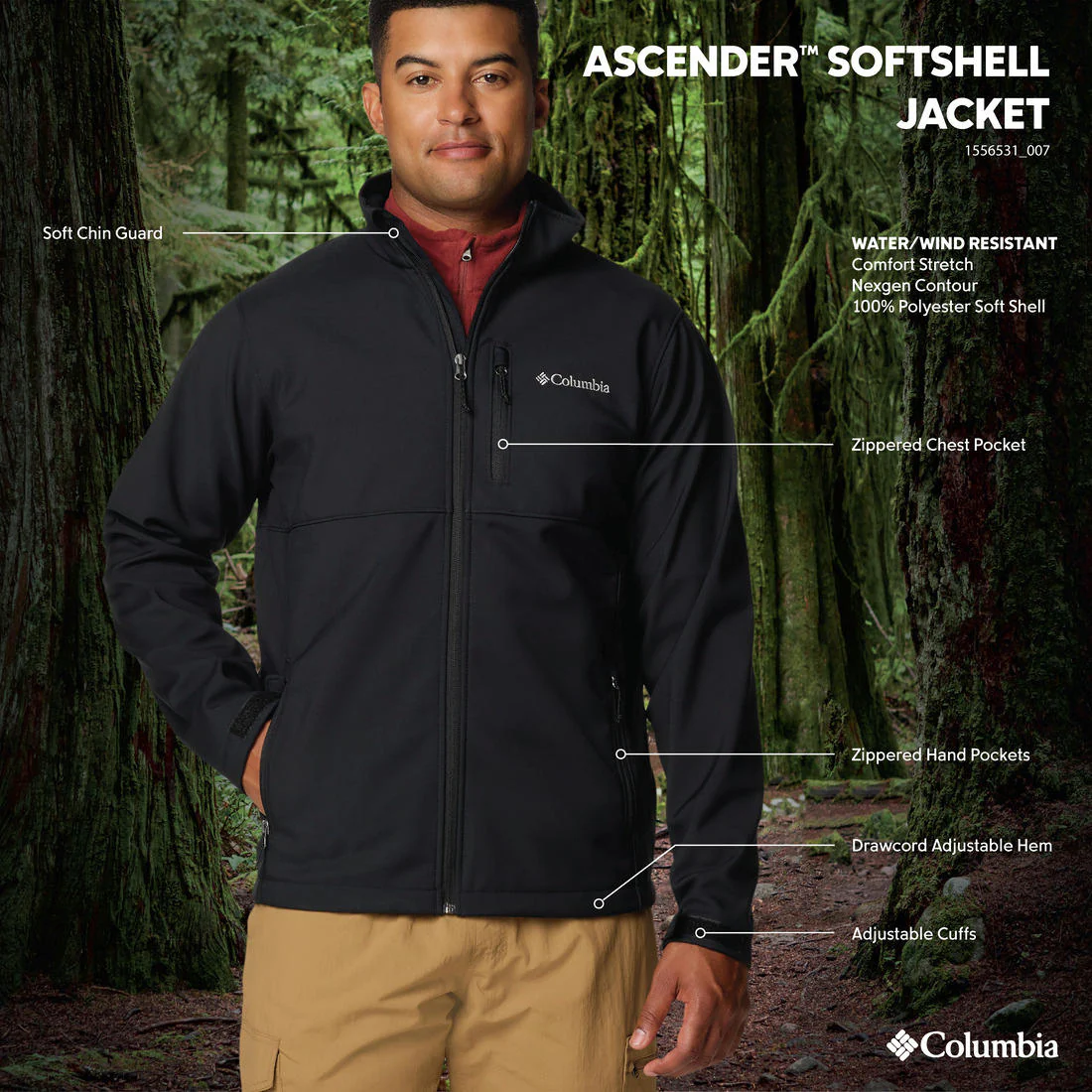 Columbia Men Black Ascender Softshell Jacket - Image 2