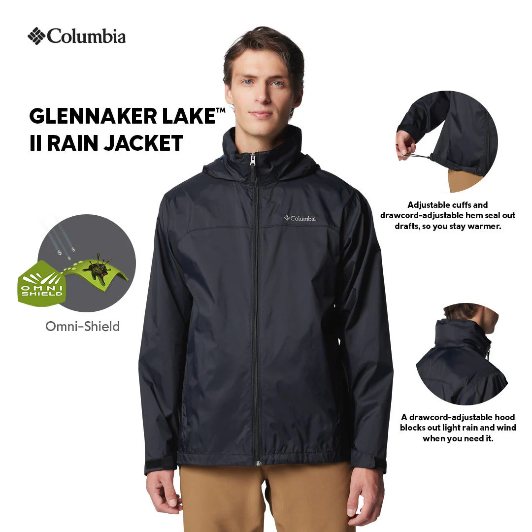 Columbia Men Black Glennaker Lake II Rain Jacket - Image 2