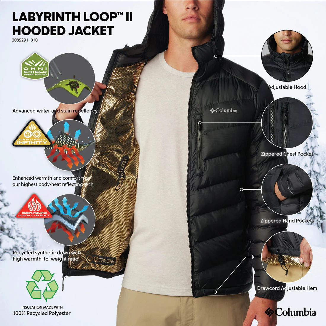 Columbia Men Black Labyrinth Loop II Hooded Jacket - Image 2