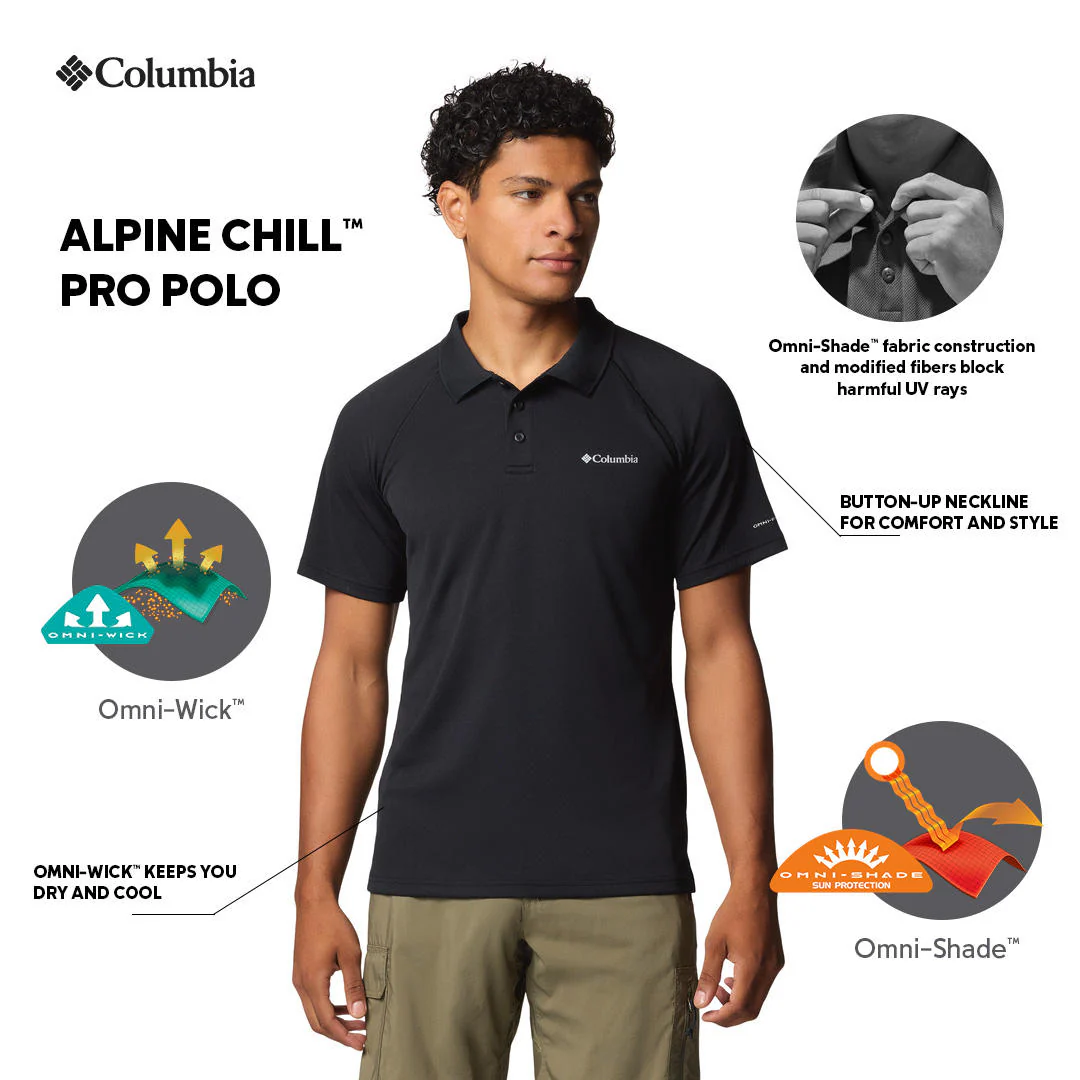 Columbia Men Black Alpine Chill Pro Polo (Sun Protection) - Image 2