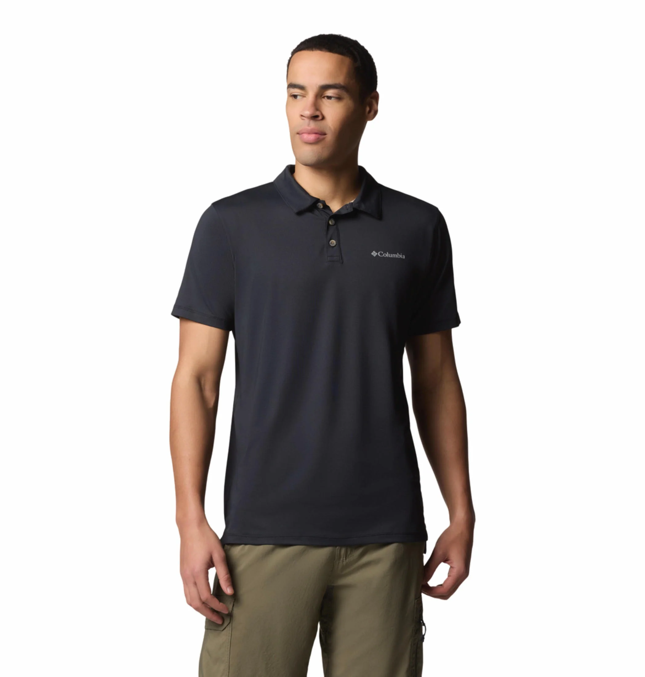 Columbia Men Black Tech Trail Utility Polo (Sun Protection)
