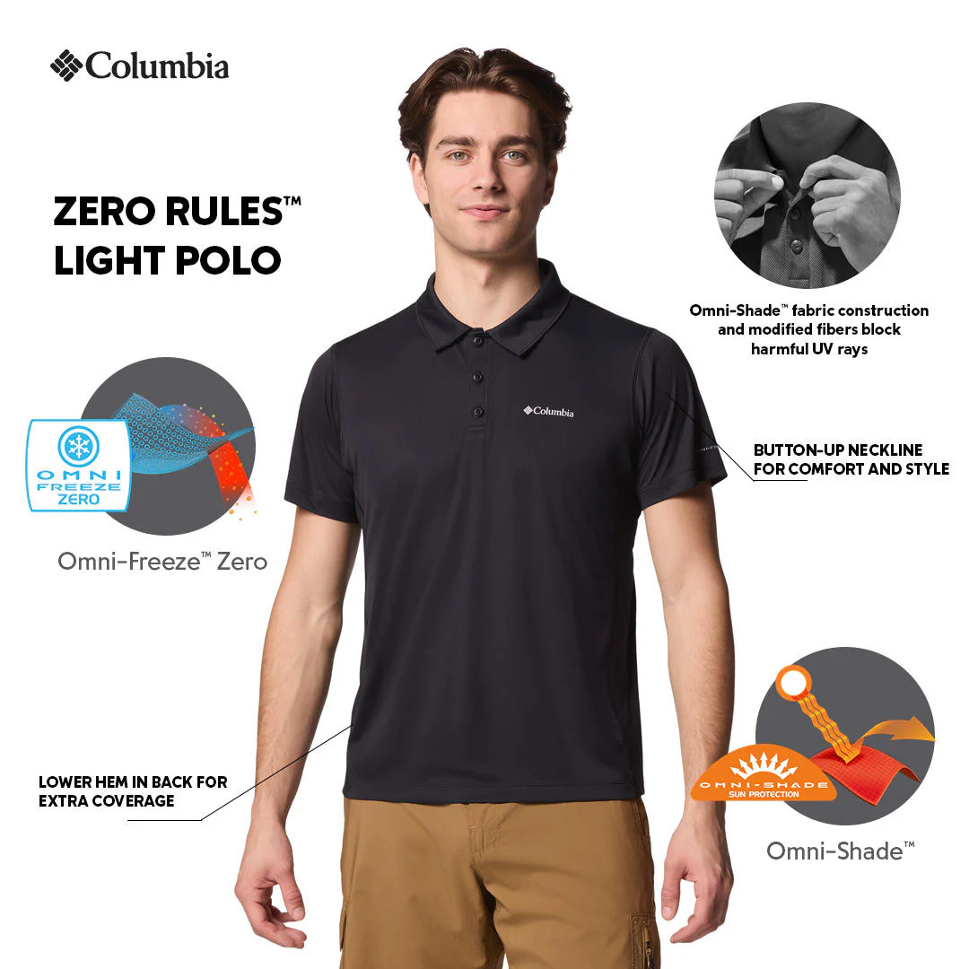 Columbia Men Black Zero Rules Light Polo (Sun Protection) - Image 2