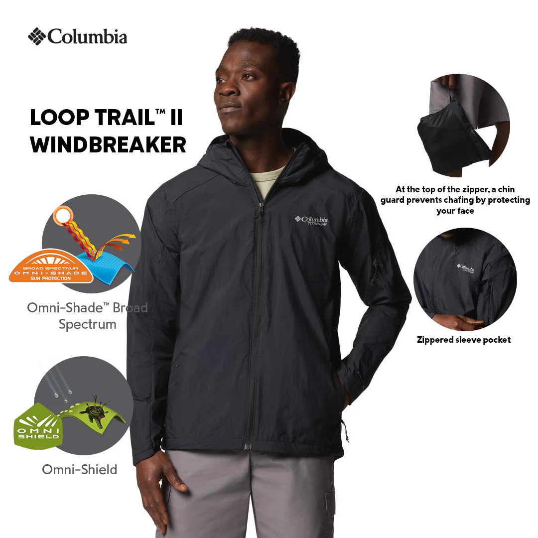 Columbia Men Black Loop Trail II Windbreaker (Sun Protection) - Image 2