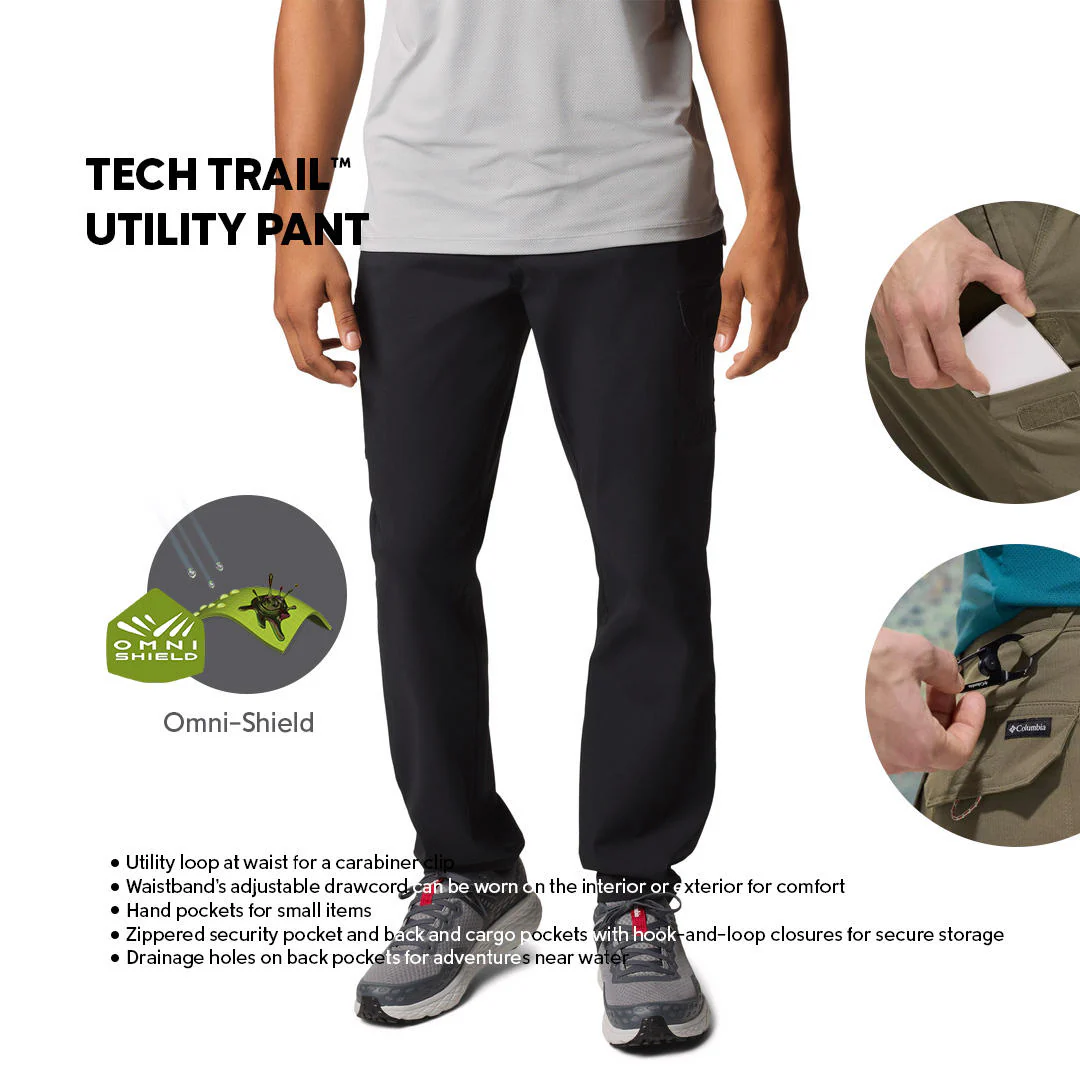 Columbia Men Black Tech Trail Utility Pant - Image 2