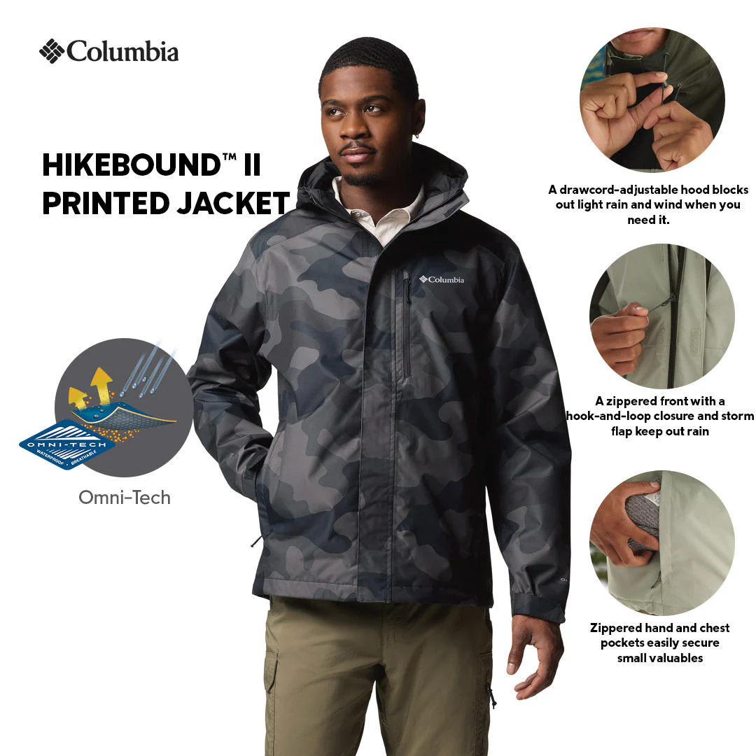 Columbia Men Black Hikebound II Printed Jacket Waterproof - Image 2