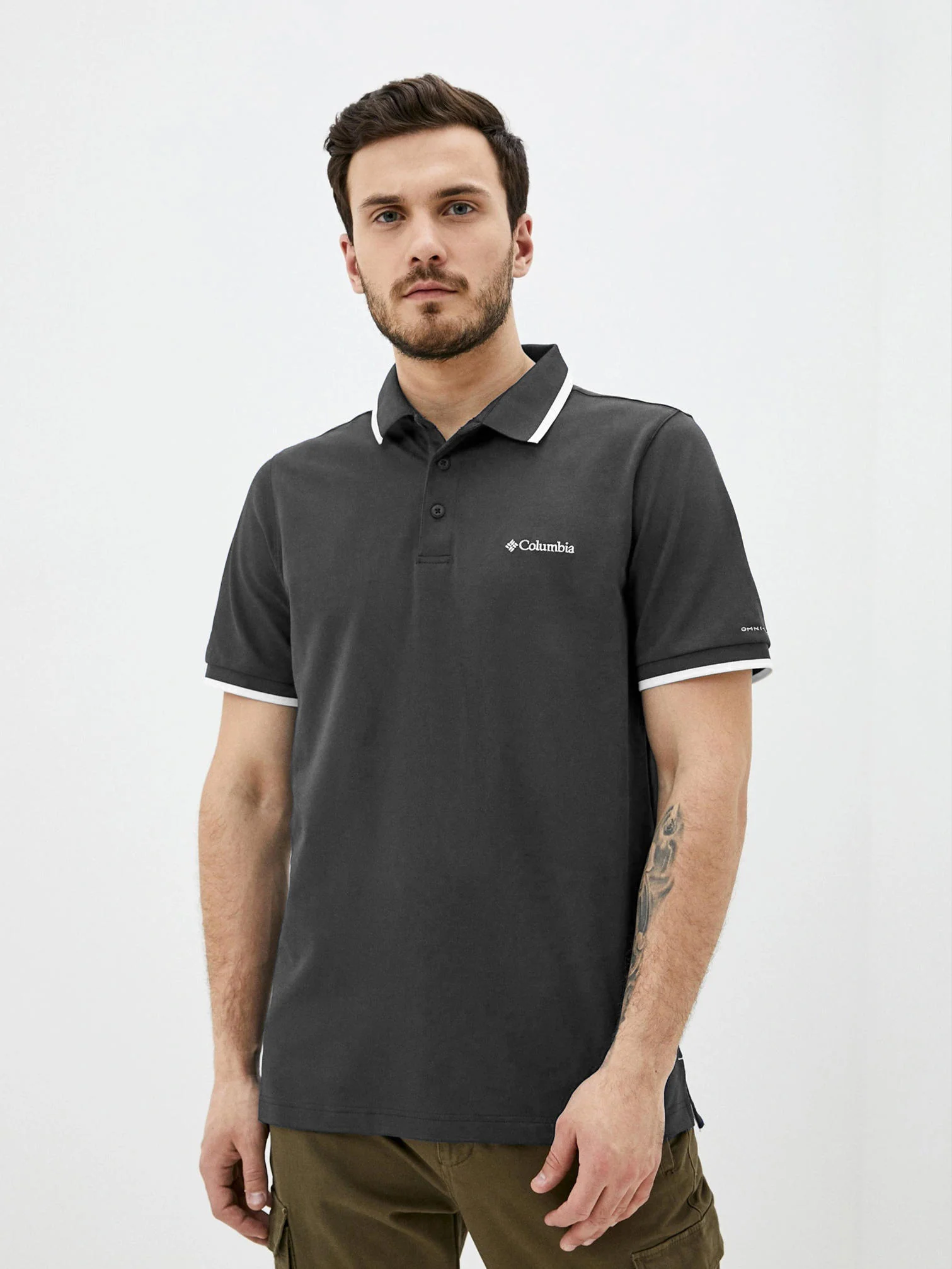 Columbia Men Black Cove Dome Butte Solid Pique Polo (Sun Protection) - Image 3