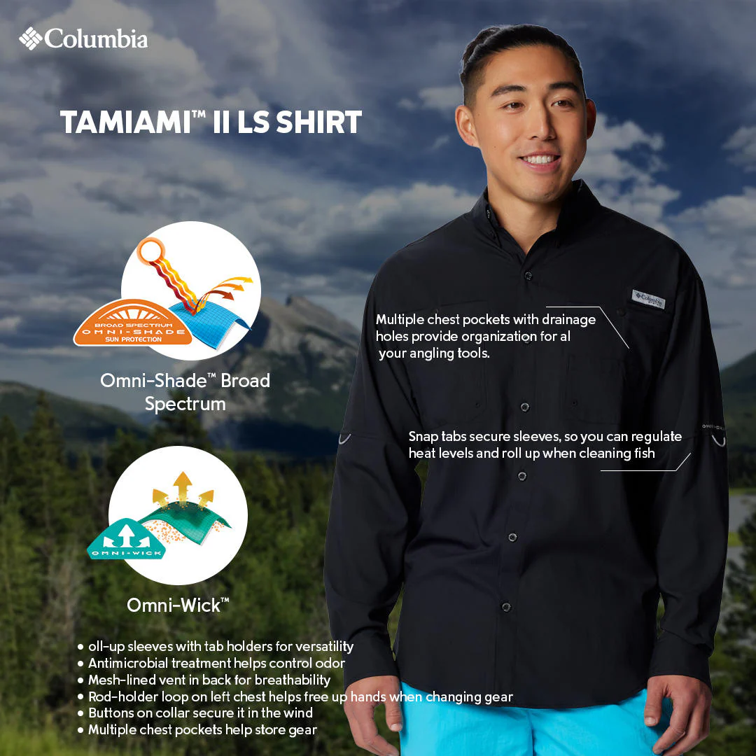 Columbia Men Black Tamiami II LS Shirt (Sun Protection) - Image 2