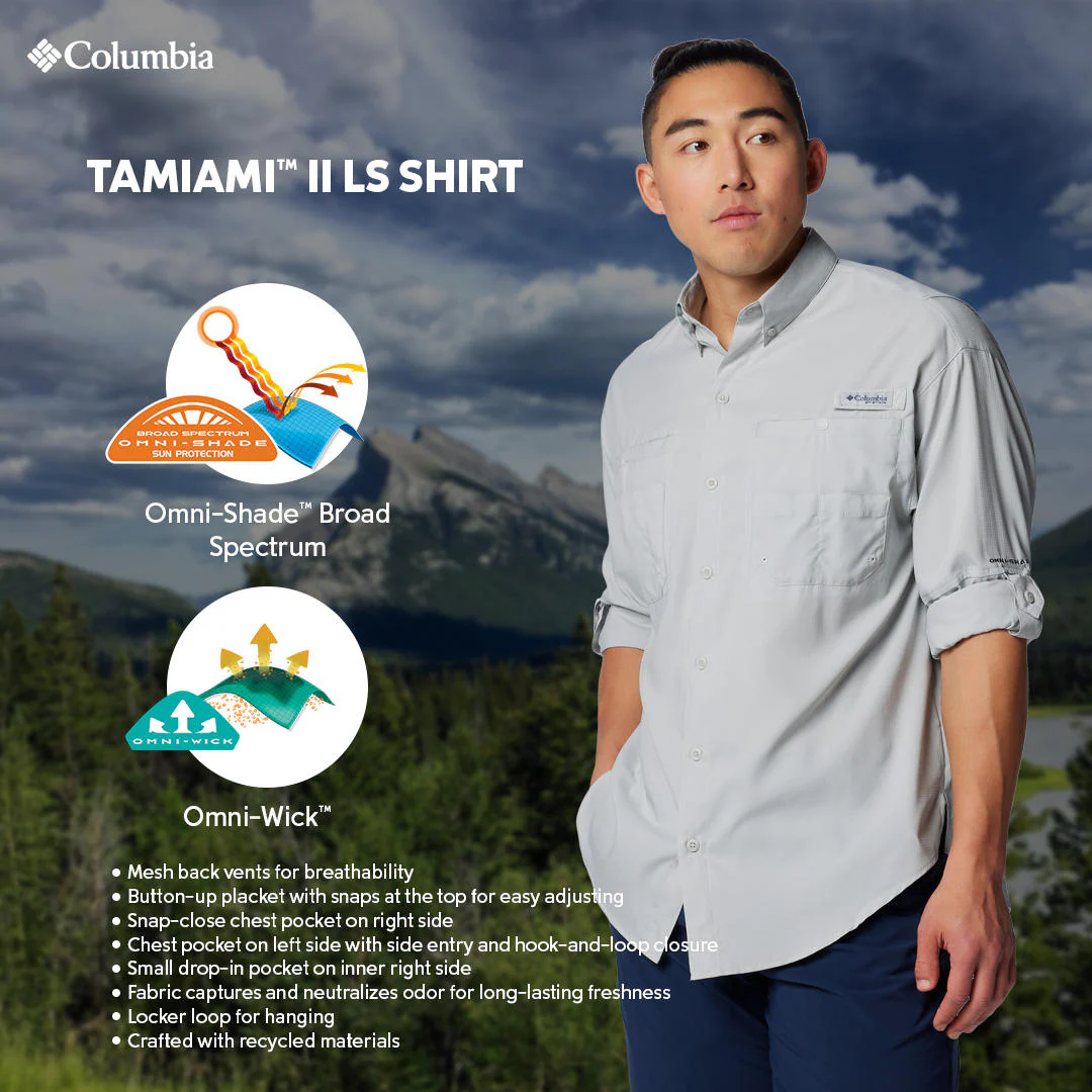 Columbia Men Black Tamiami II LS Shirt (Sun Protection) - Image 2