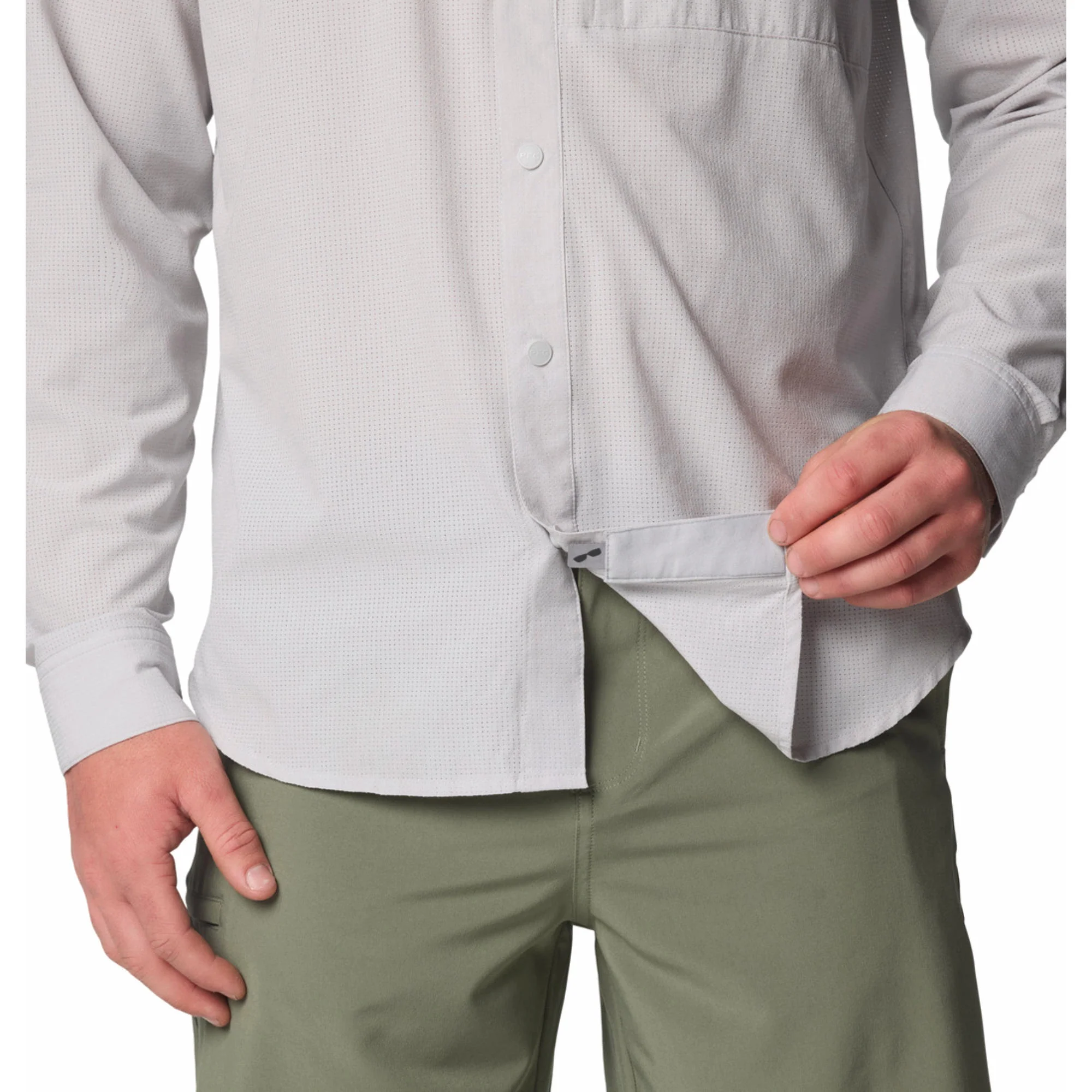 Columbia Men Black PFG Solar Breeze Woven LS Shirt - Image 7