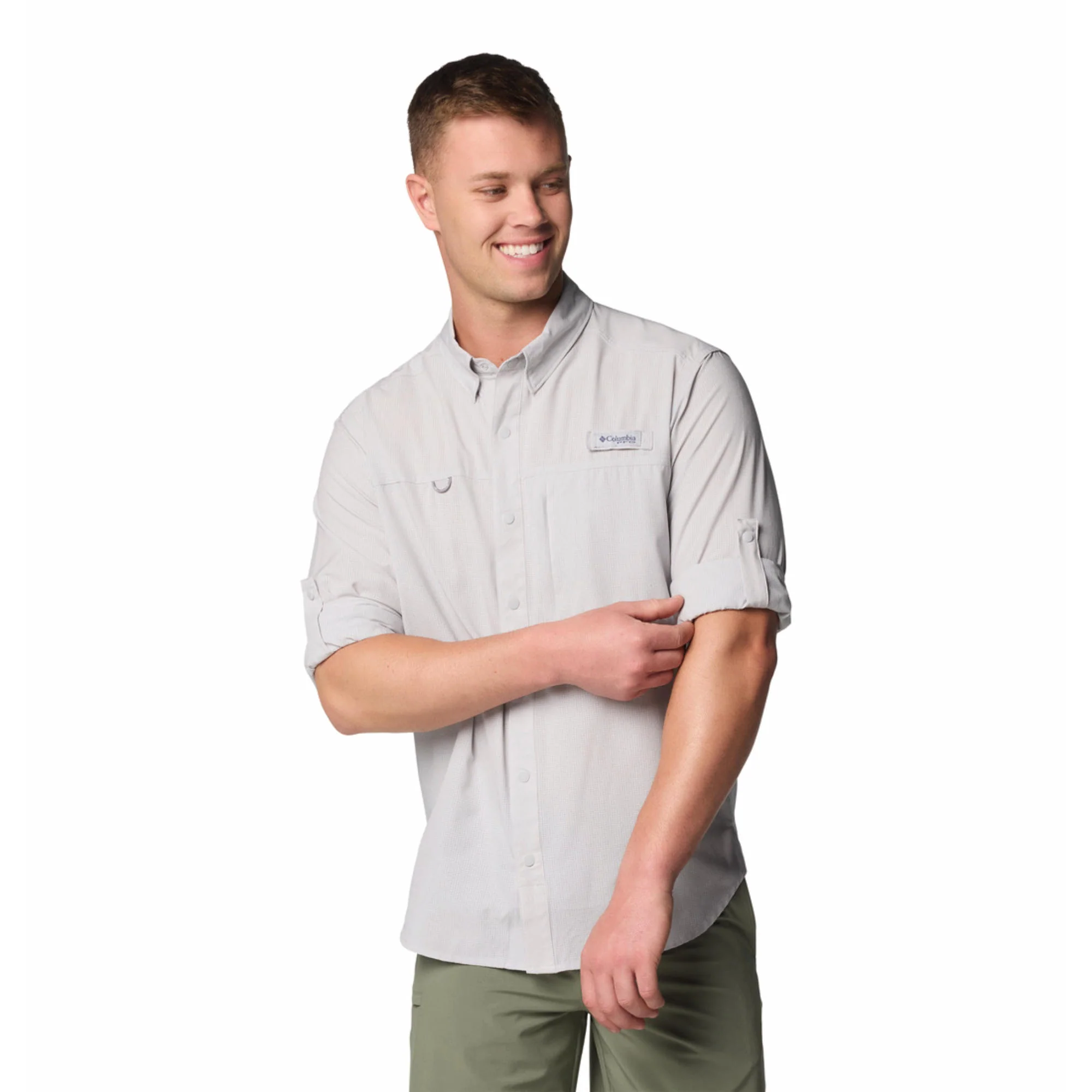 Columbia Men Black PFG Solar Breeze Woven LS Shirt - Image 8