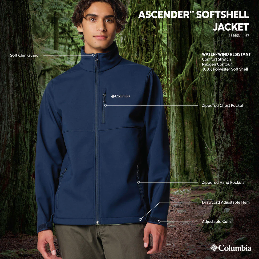Columbia Men Blue Ascender Softshell Jacket - Image 2