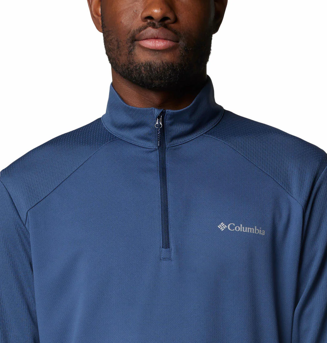 Columbia Men Blue Columbia Tech Knit 1/4 Zip (Sun Protection) - Image 3