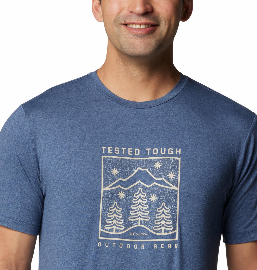 Columbia Men Blue Kwick Hike Graphic SS Tee (Sun Protection) - Image 3