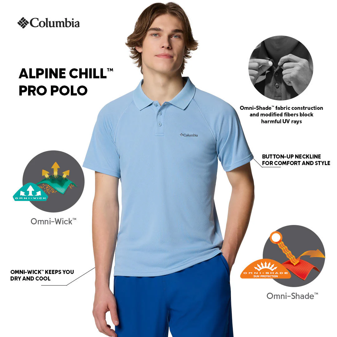 Columbia Men Blue Alpine Chill Pro Polo (Sun Protection) - Image 2