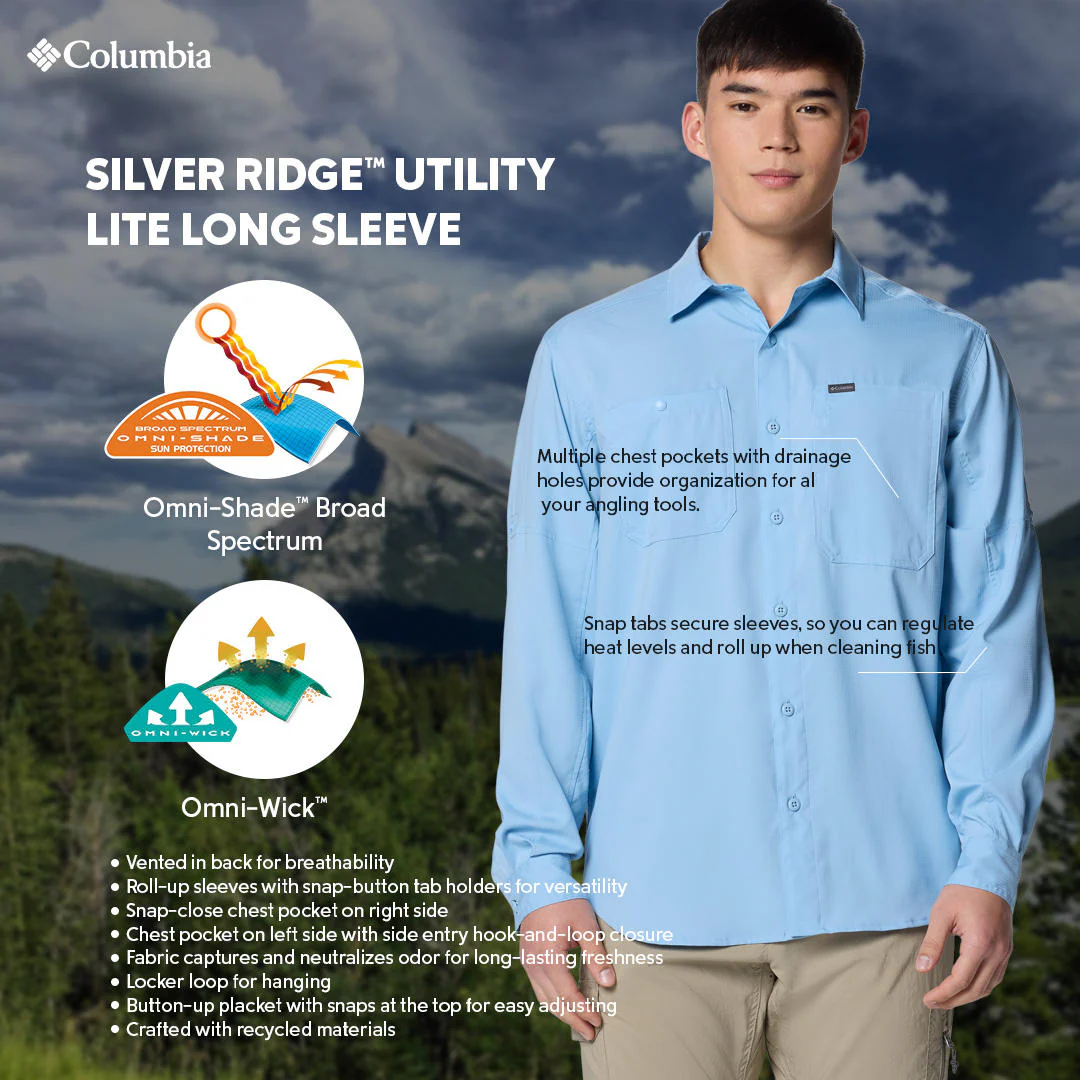 Columbia Men Blue Silver Ridge Utility Lite Long Sleeve (Sun Protection) - Image 2