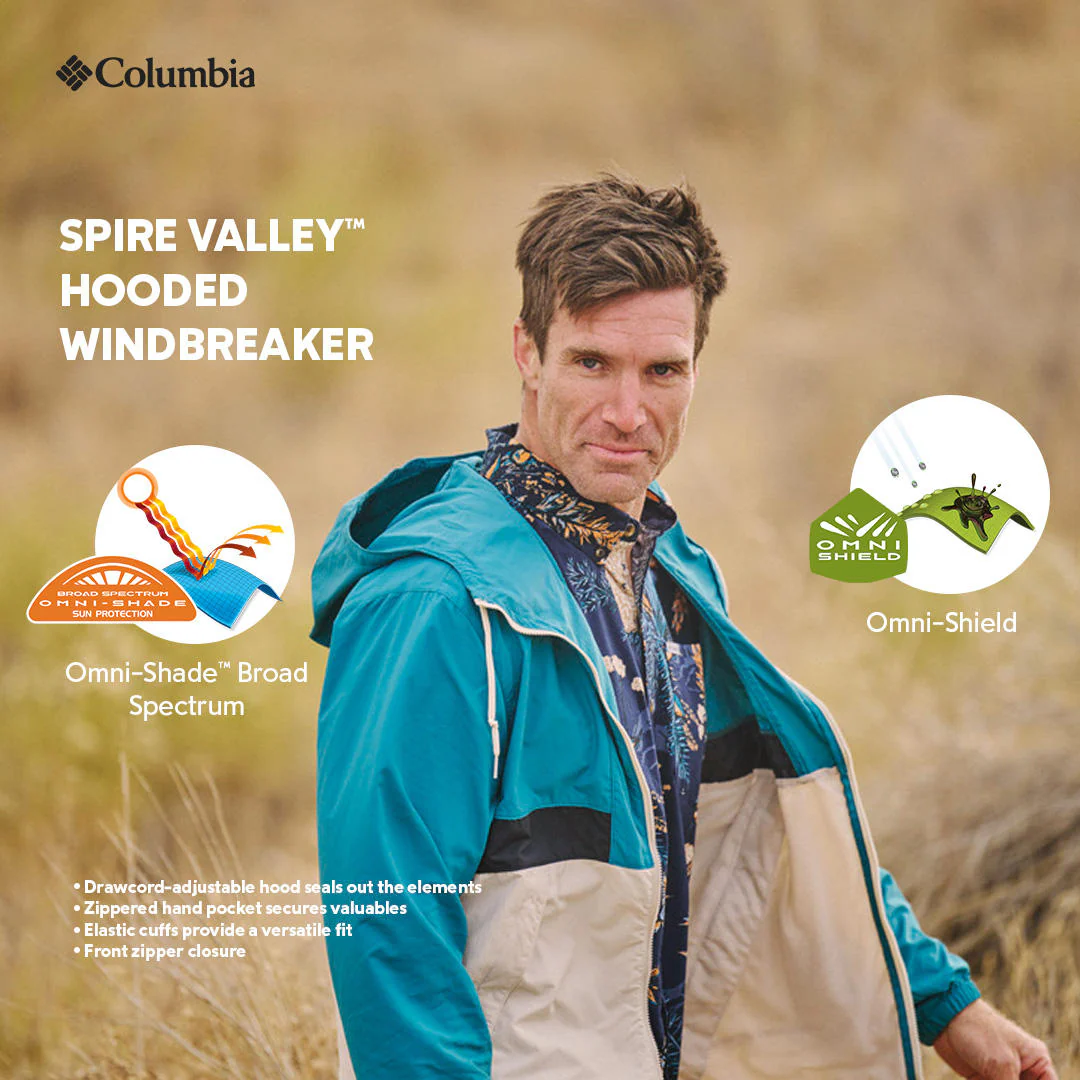 Columbia Men Blue Spire Valley Hooded Windbreaker (Sun Protection) - Image 2