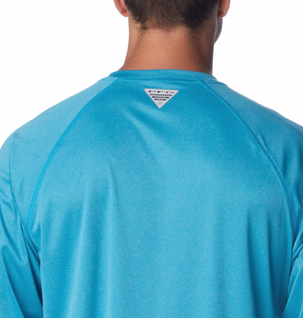 Columbia Men Blue Terminal Tackle Heather LS Shirt (Sun Protection) - Image 10