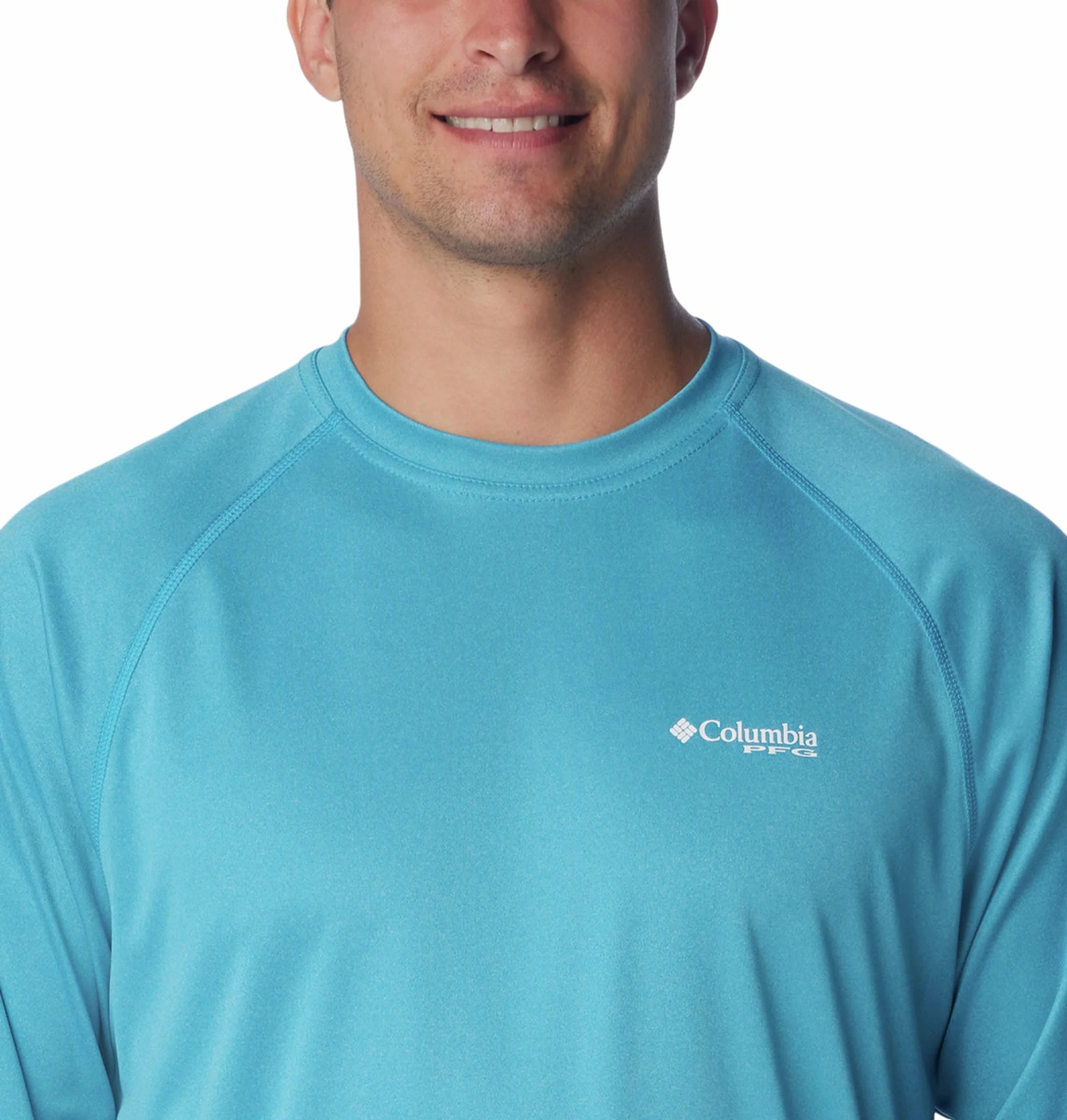 Columbia Men Blue Terminal Tackle Heather LS Shirt (Sun Protection) - Image 3