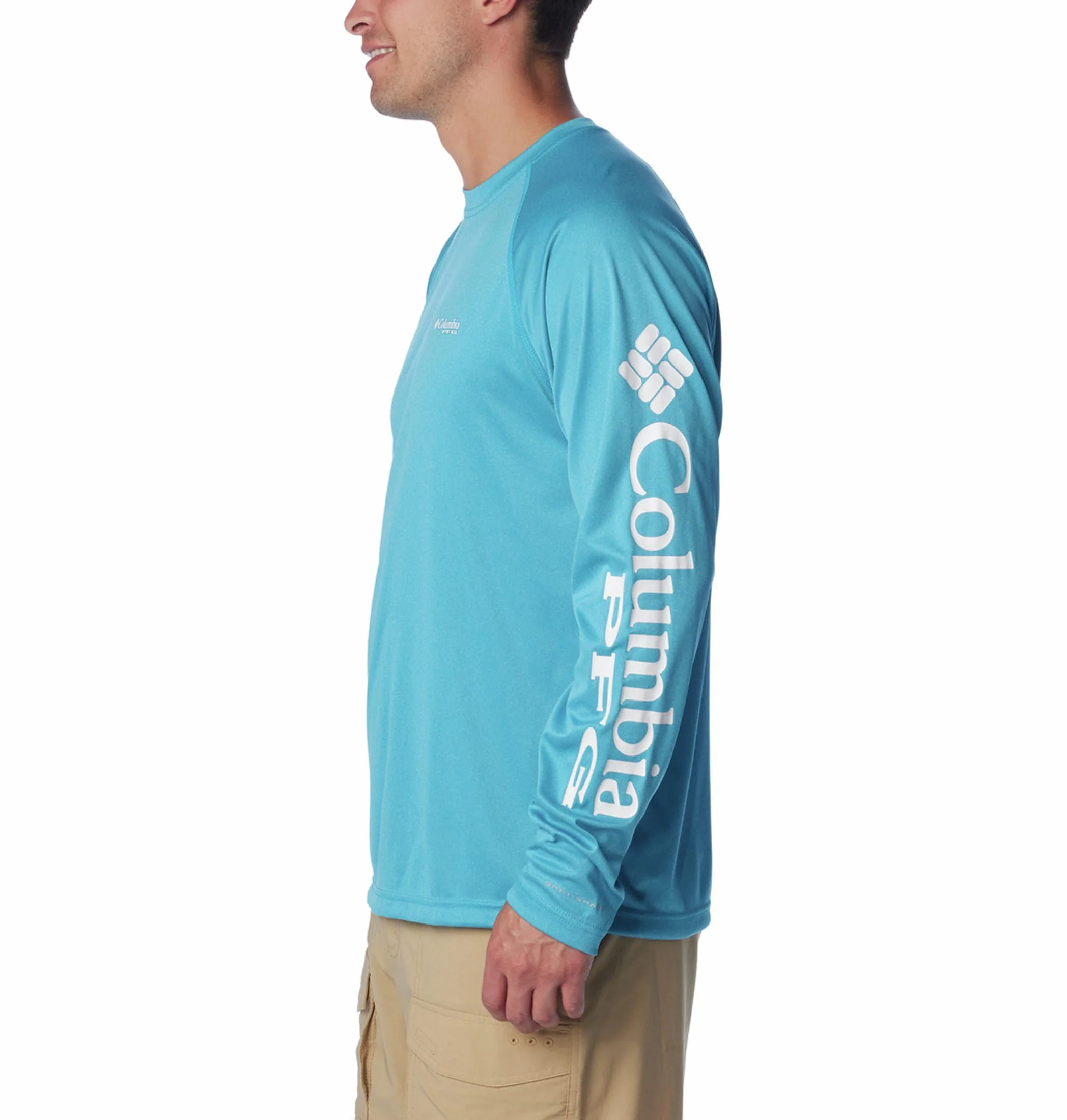 Columbia Men Blue Terminal Tackle Heather LS Shirt (Sun Protection) - Image 4