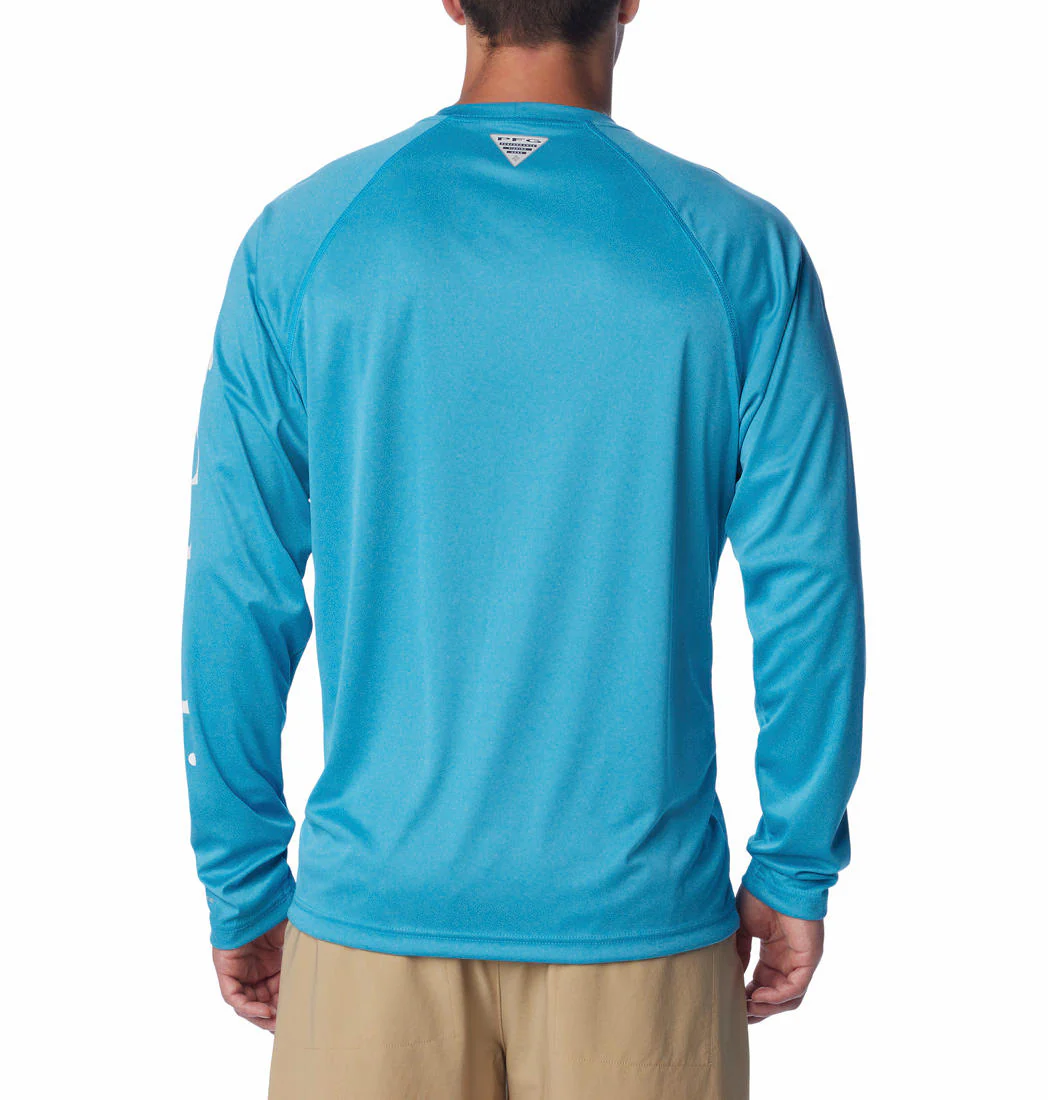 Columbia Men Blue Terminal Tackle Heather LS Shirt (Sun Protection) - Image 7